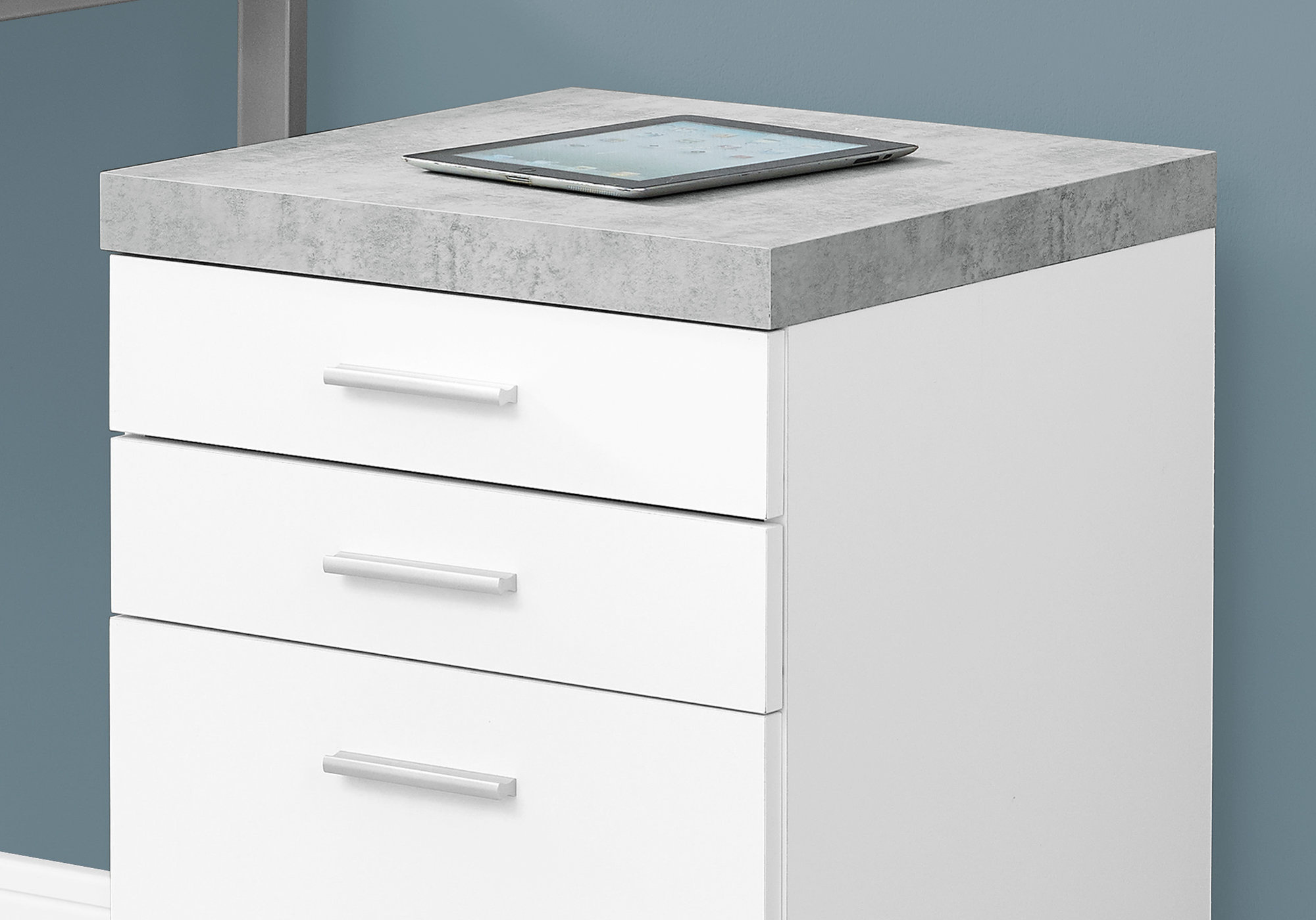 25.25" White Particle Board and MDF Filing Cabinet with 3 Drawers