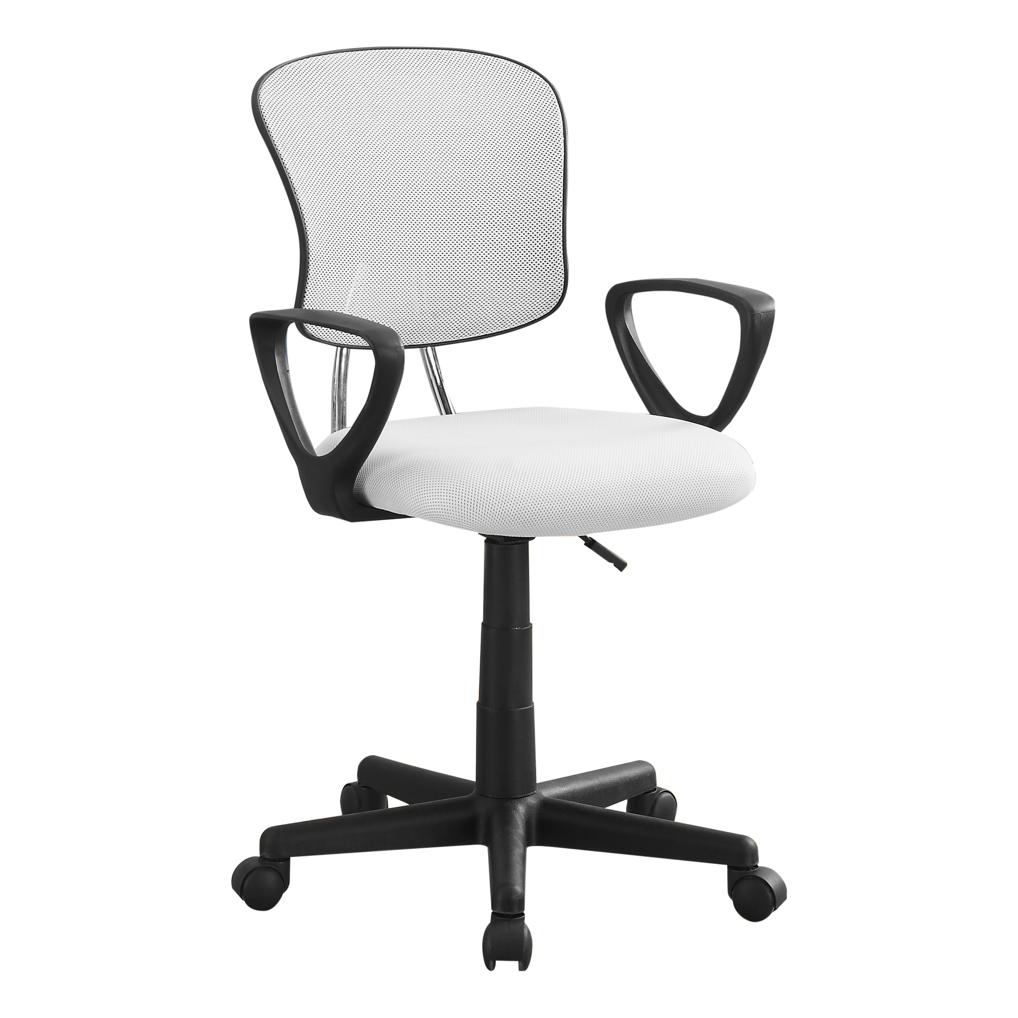 White Polyester Seat Swivel Adjustable Task Chair Mesh Back Plastic Frame-333449-1