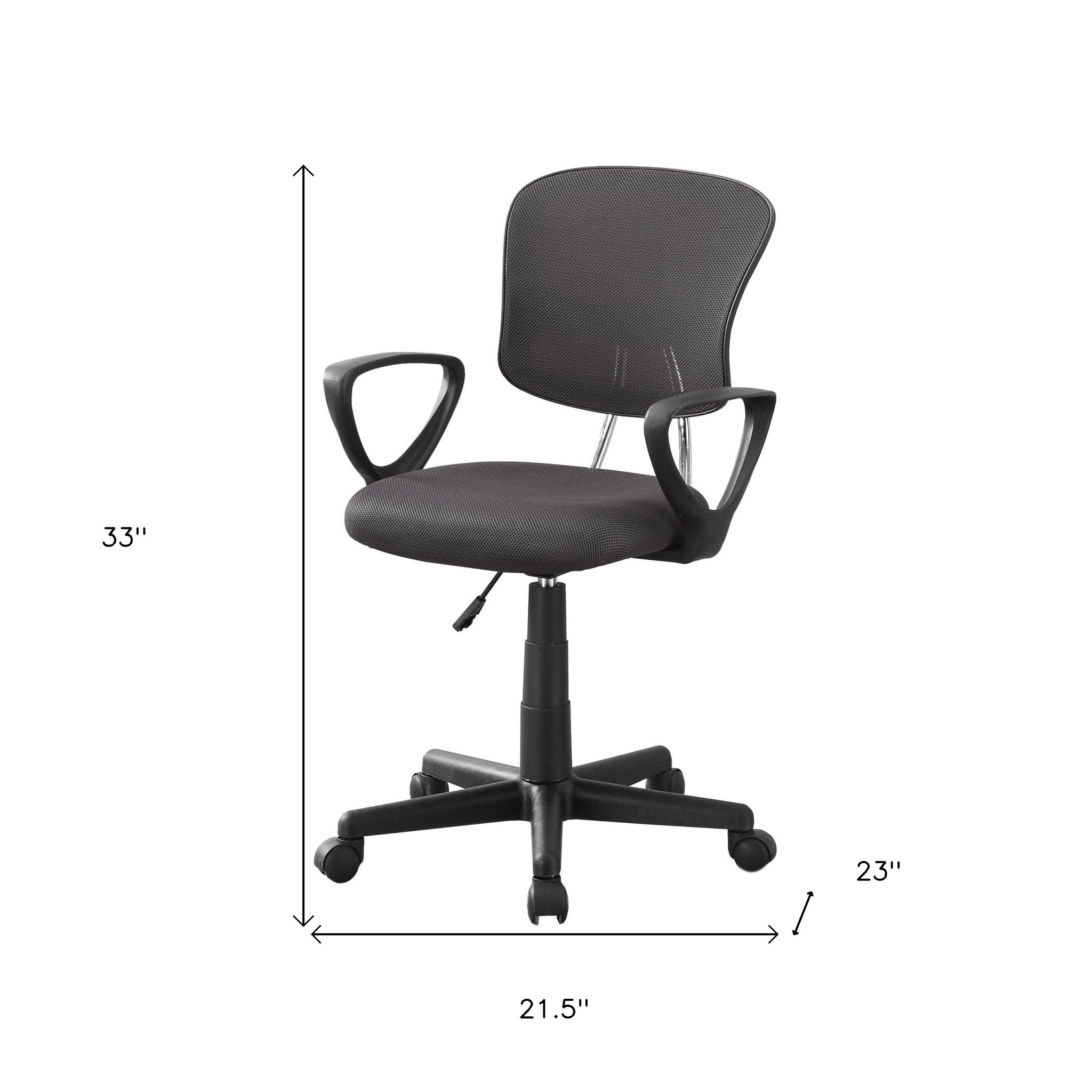 21.5" x 23" x 33" Grey Foam Metal Polypropylene Polyester Office Chair