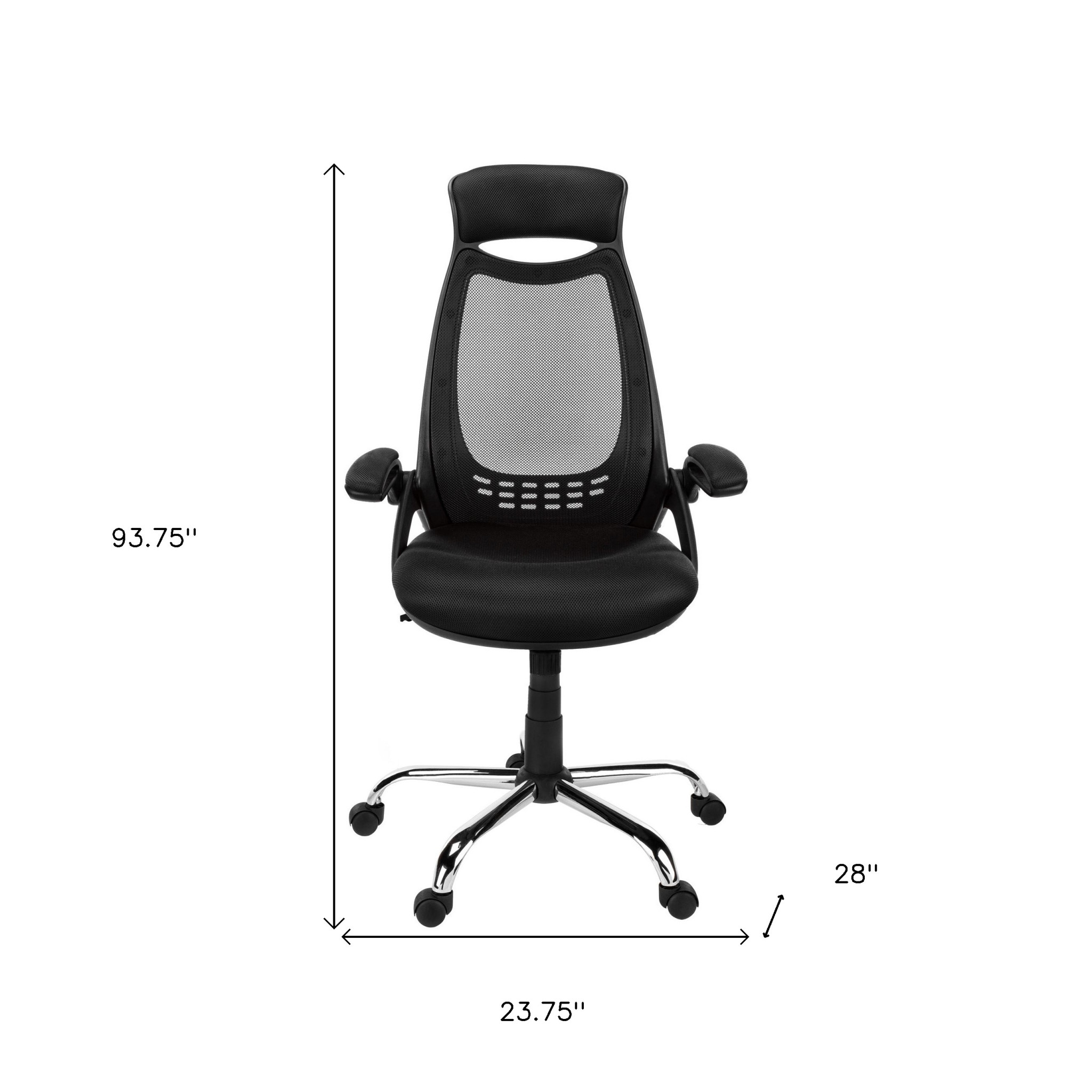 23.75" x 28" x 93.75" Black Foam Metal Office Chair With A High Back