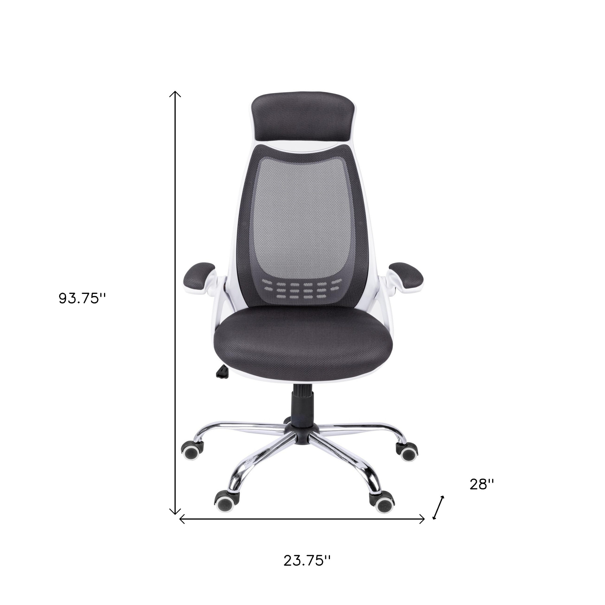 23.75" x 28" x 93.75" White Grey Foam Office Chair With A High Back