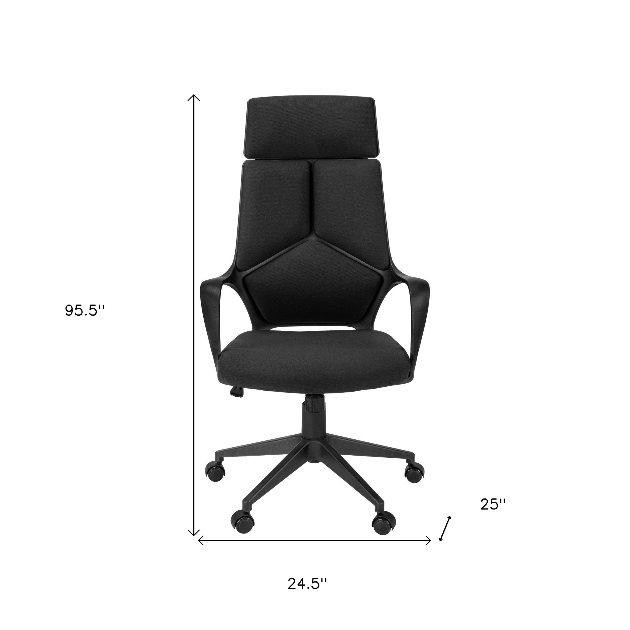 24.5" x 25" x 95.5" Black Foam Metal Nylon High Back Office Chair