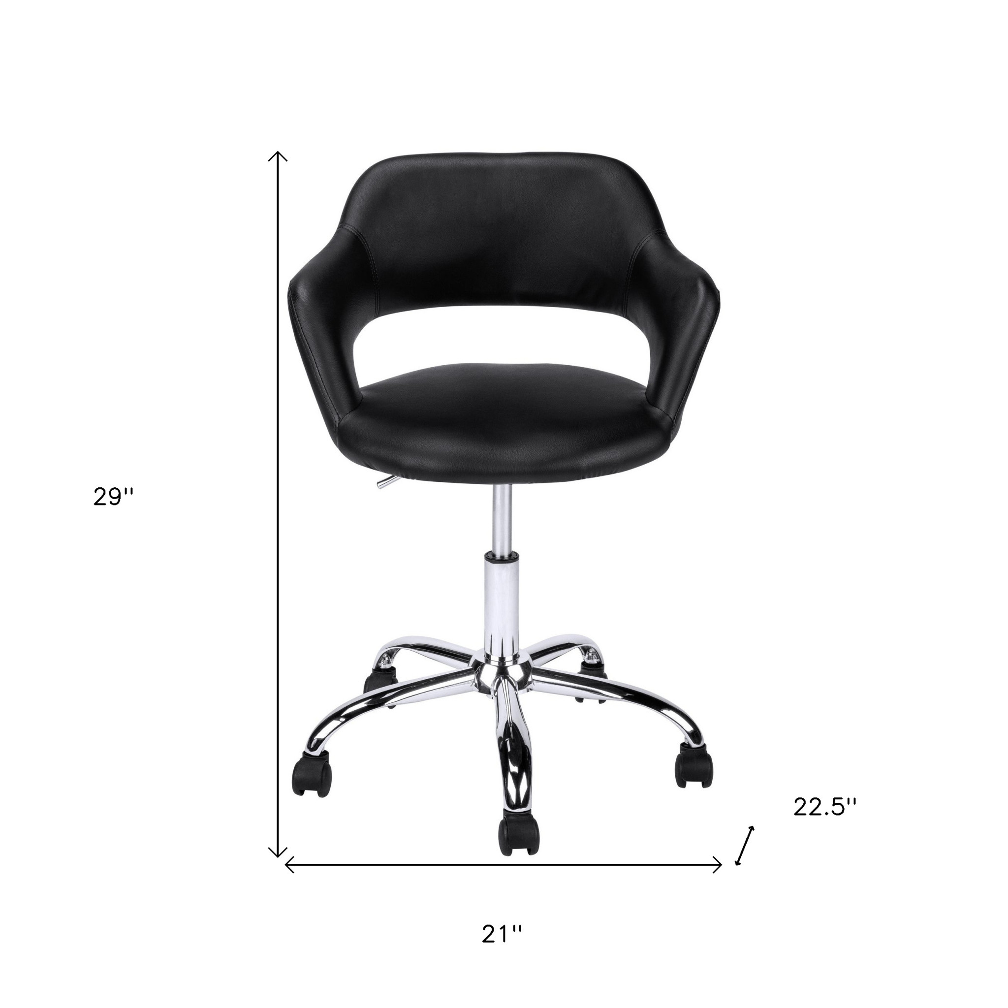 21" x 22.5" x 29" BlackChrome Metal Hydraulic Lift Base Office Chair