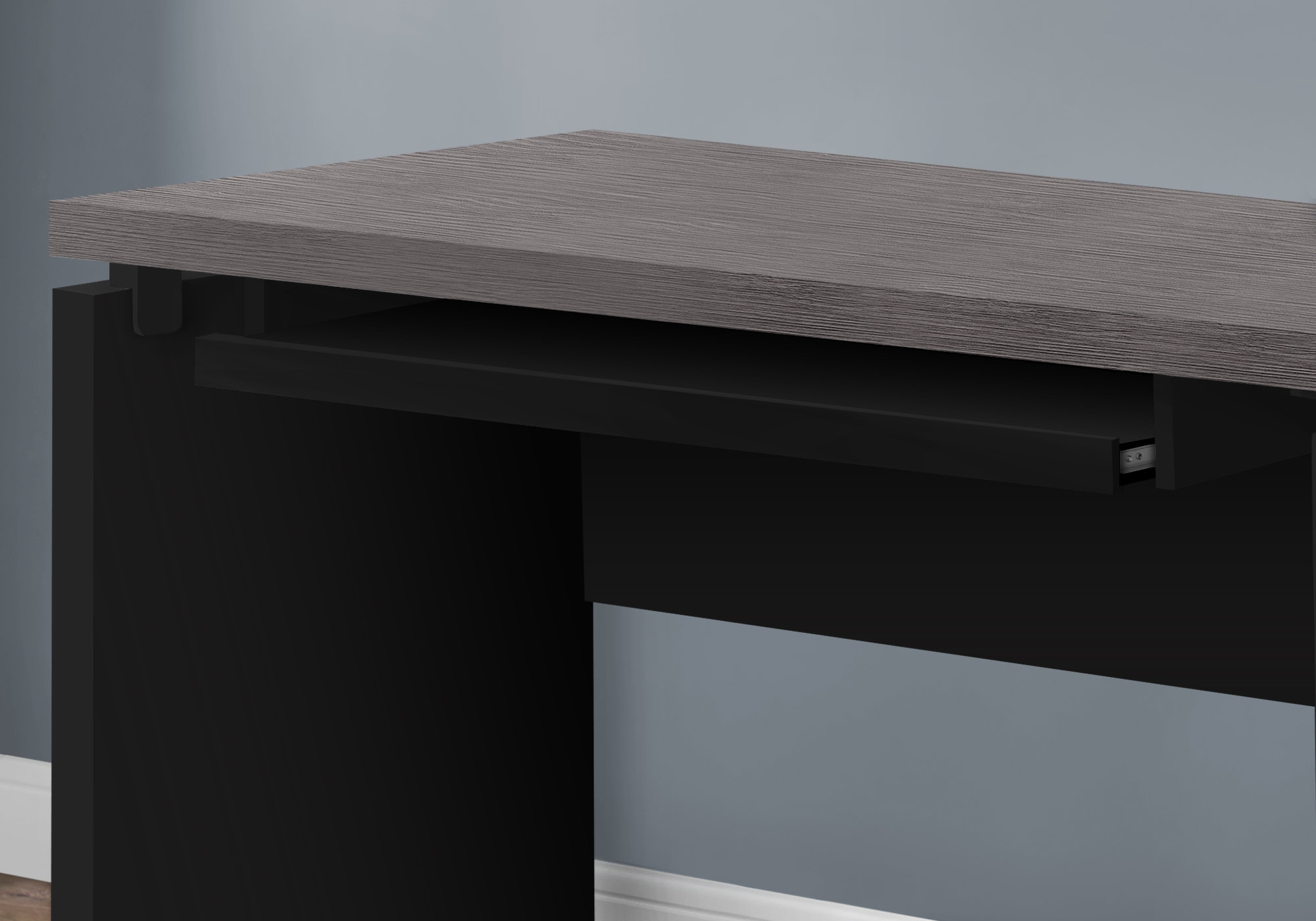30.75" Black Particle Board MDF and Laminate Computer Desk with a Grey Top