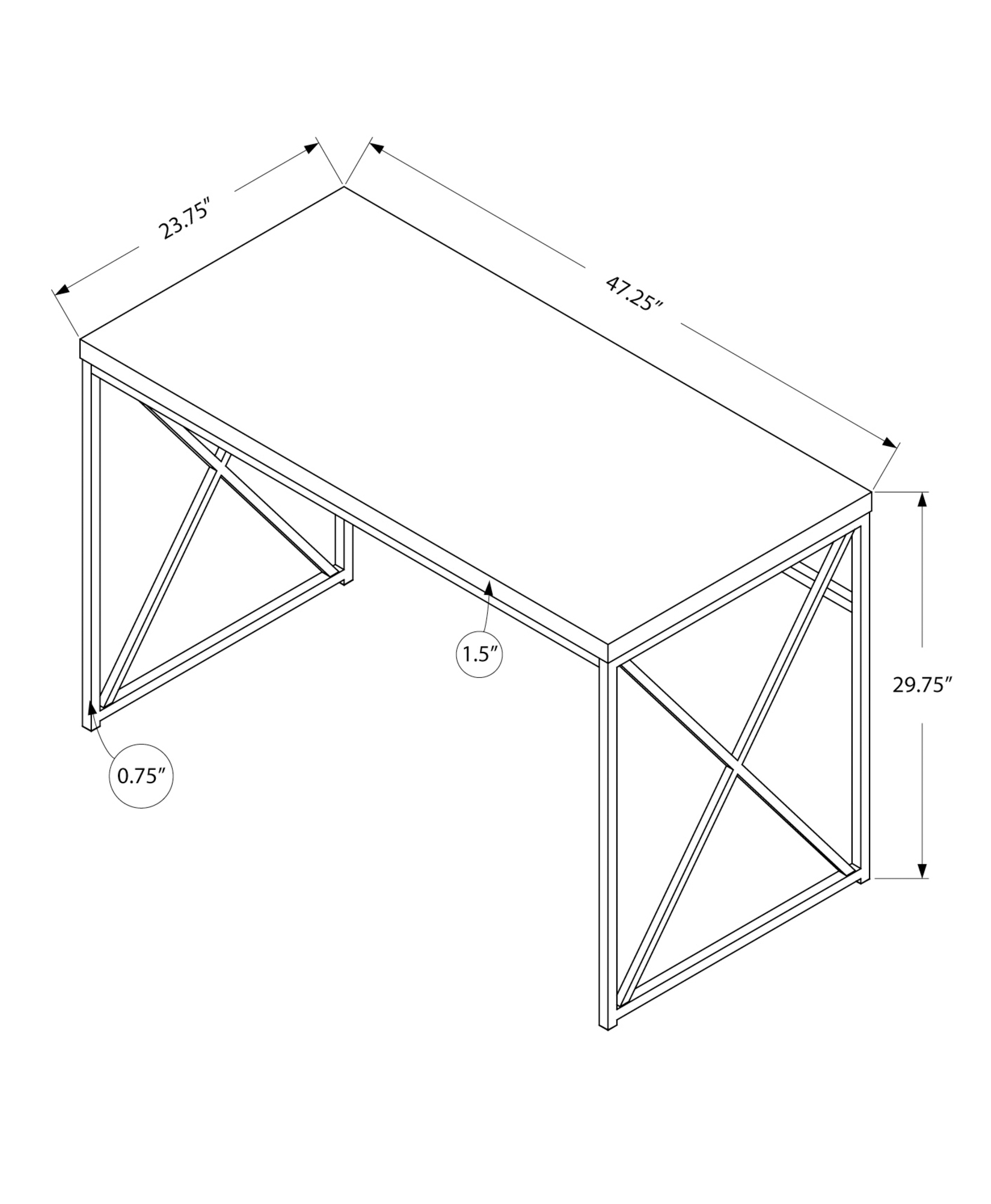 Brown Black Particle Board Metal Computer Desk