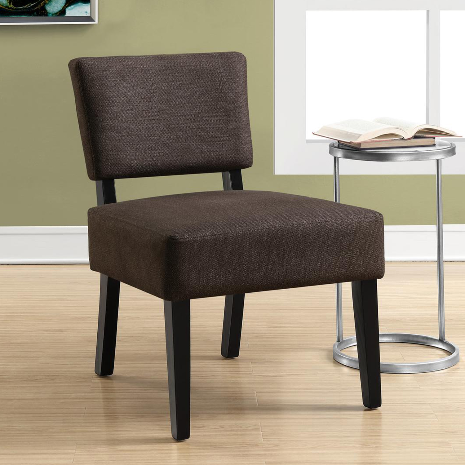 27.5" x 22.75" x 31.5" Brown Foam Accent Chair with Solid Wood Frame