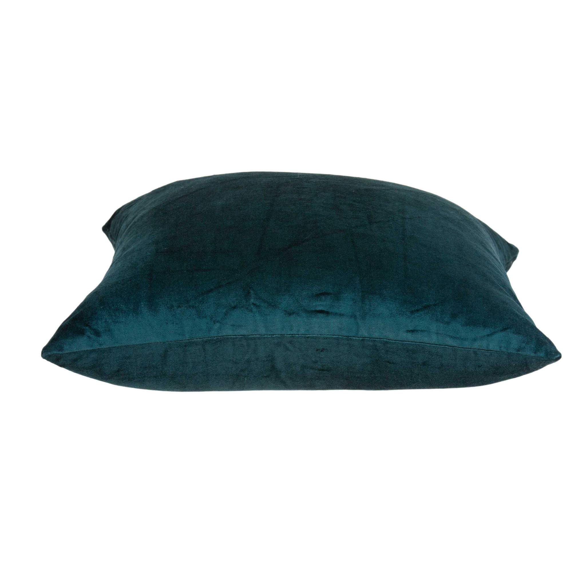 18" x 7" x 18" Transitional Teal Solid Pillow Cover With Poly Insert