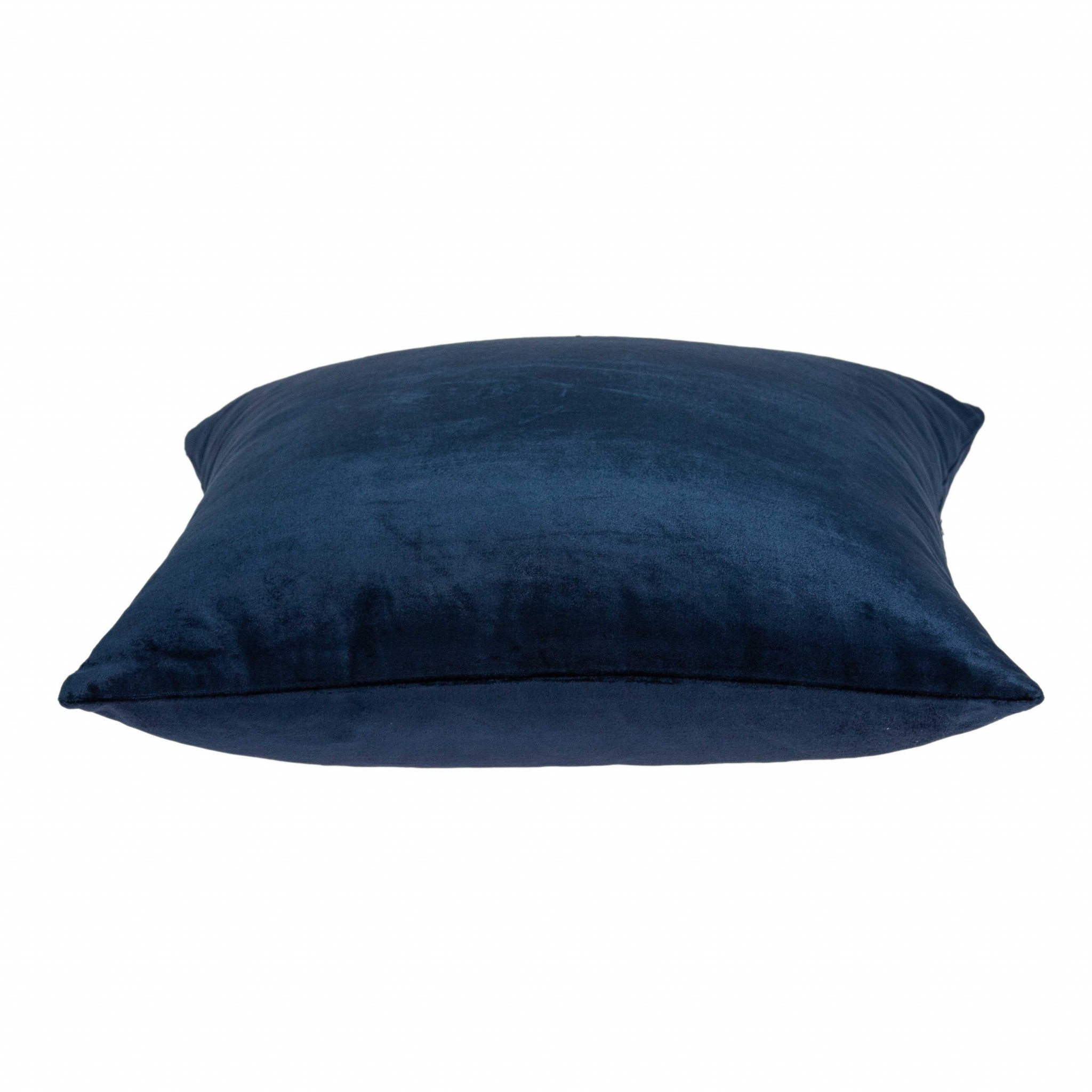 18" x 7" x 18" Transitional Navy Blue Solid Pillow Cover With Poly Insert