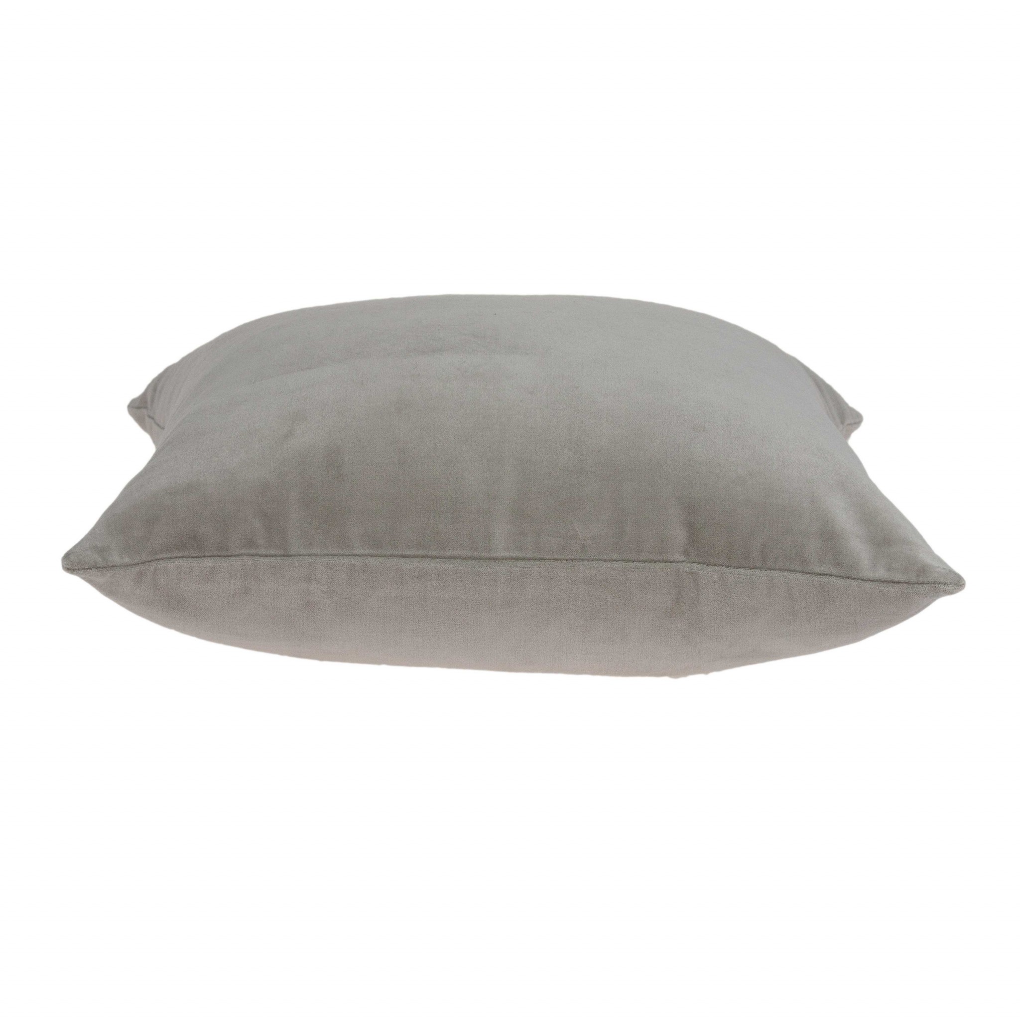 18" x 7" x 18" Transitional Gray Solid Pillow Cover With Poly Insert