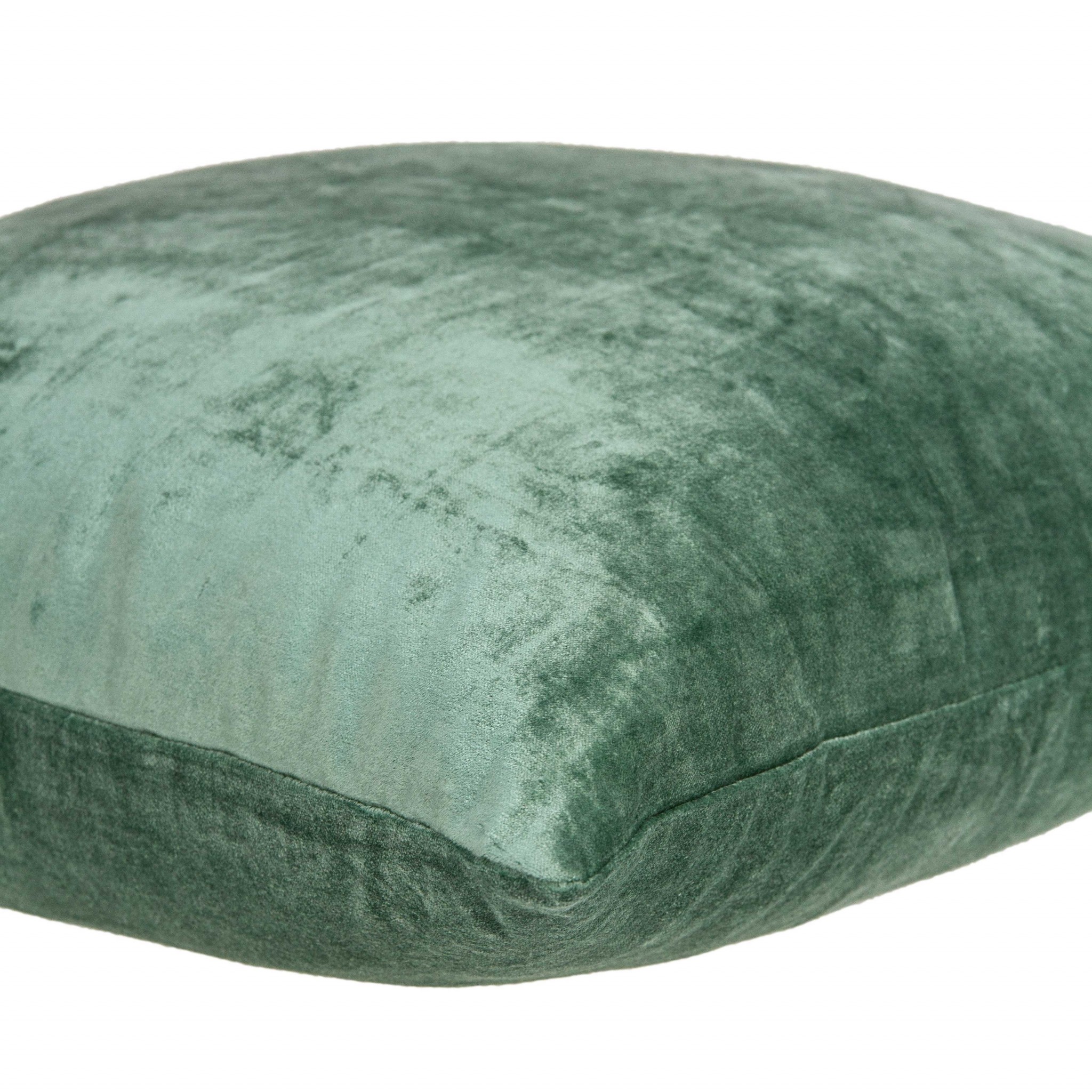 18" x 7" x 18" Transitional Green Solid Pillow Cover With Down Insert