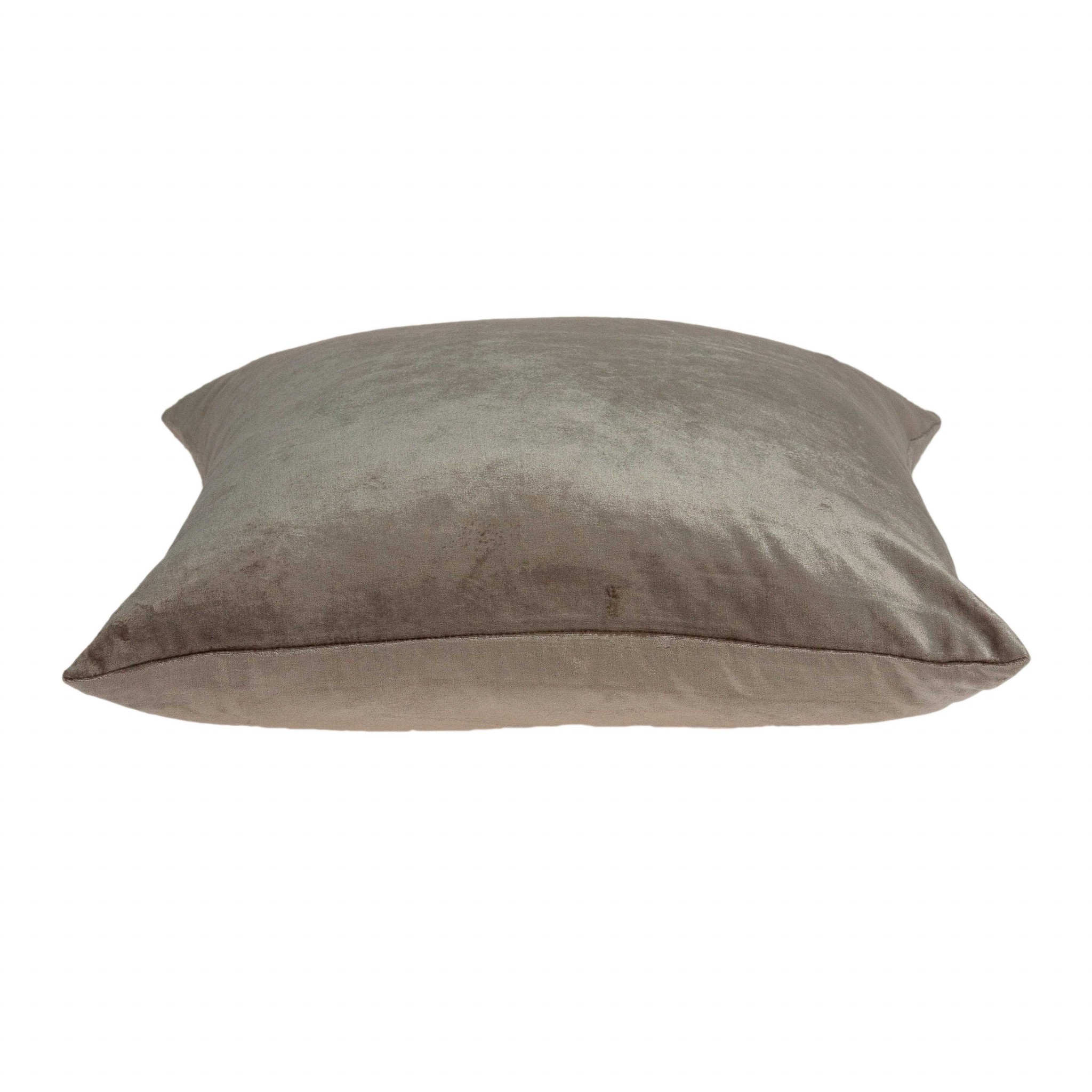 18" x 7" x 18" Transitional Taupe Solid Pillow Cover With Down Insert
