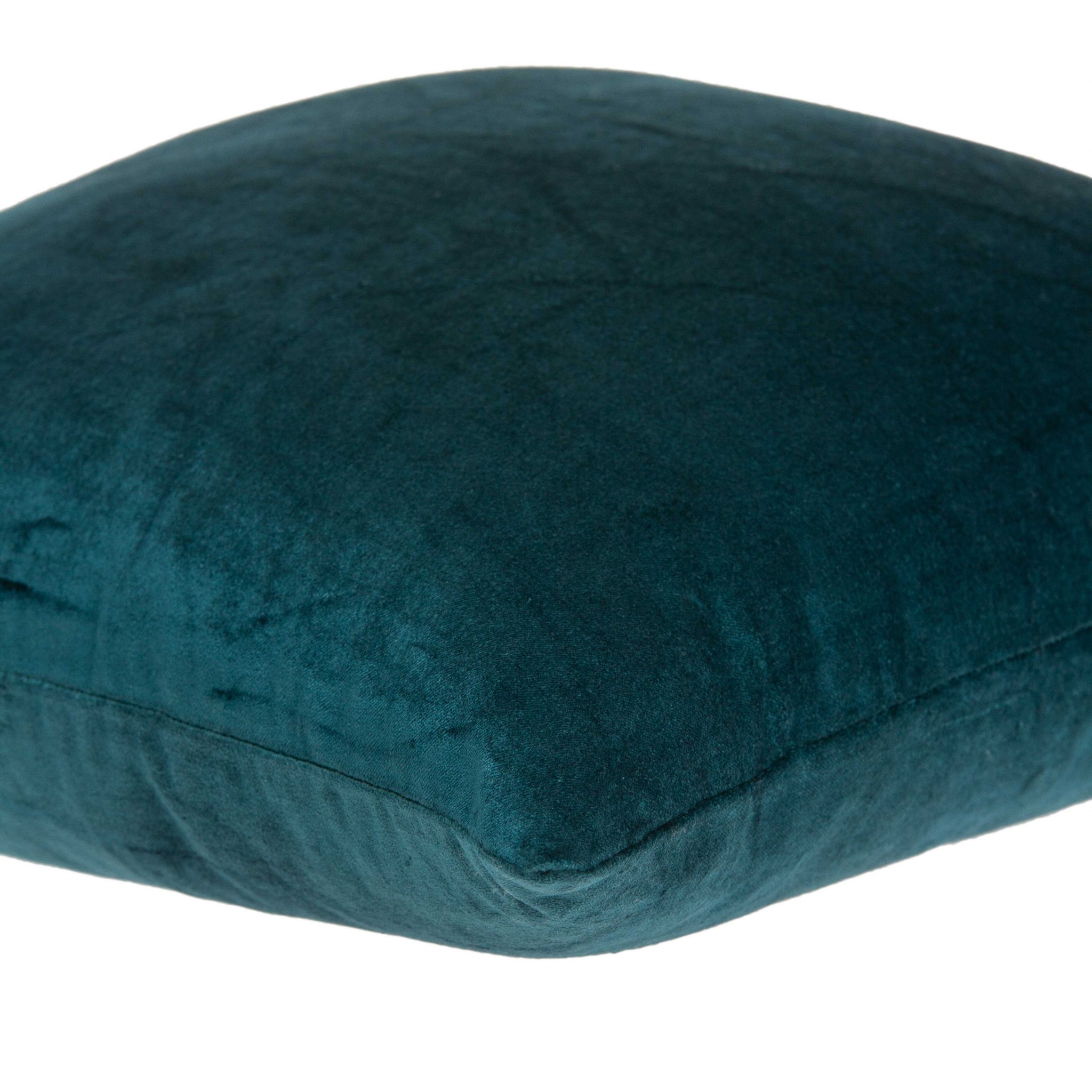 18" x 7" x 18" Transitional Teal Solid Pillow Cover With Down Insert