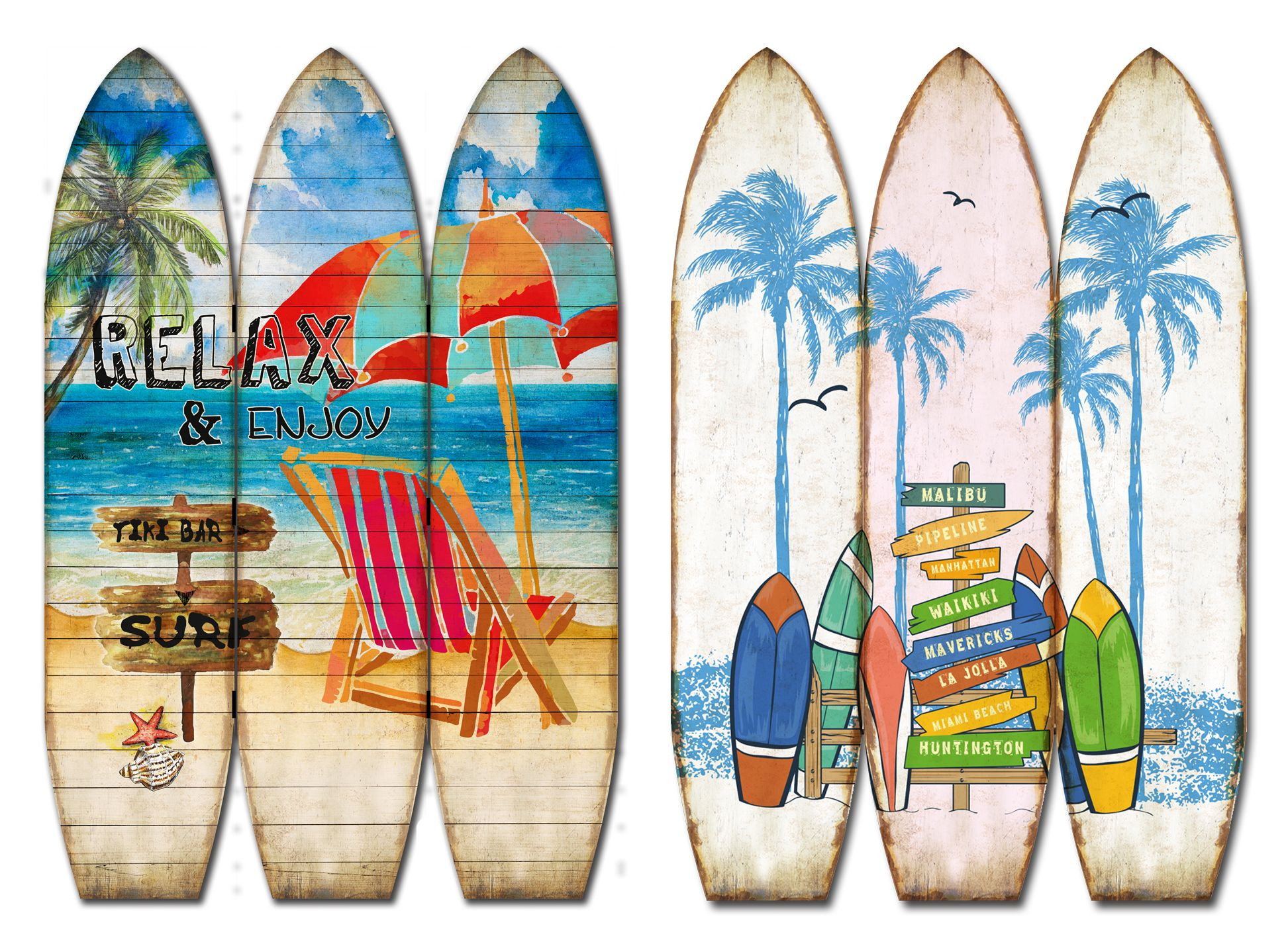 47"x1"x71" Multicolor Surfboard Screen