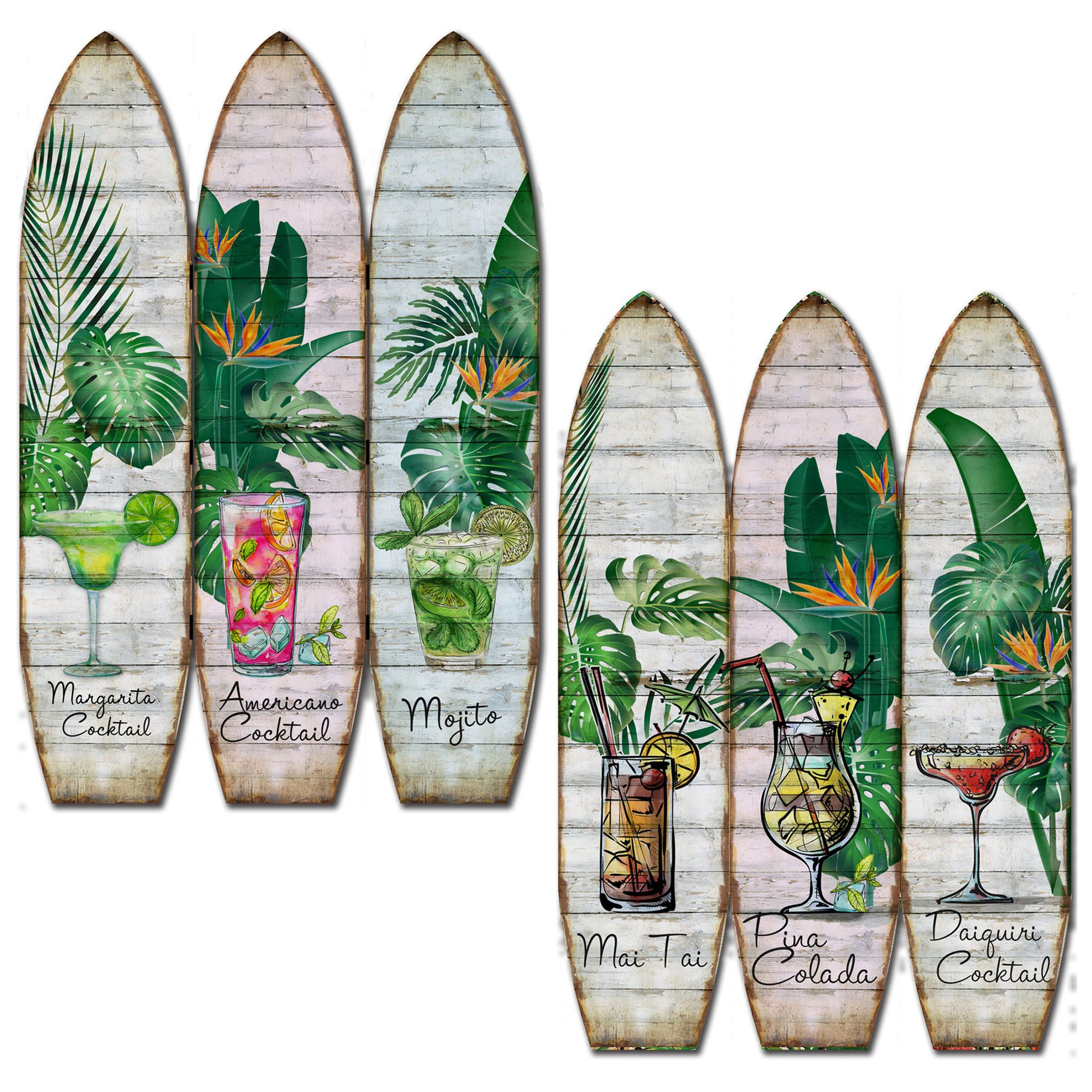 47" x 1" x 71" Multicolor Wood Surfboard Screen