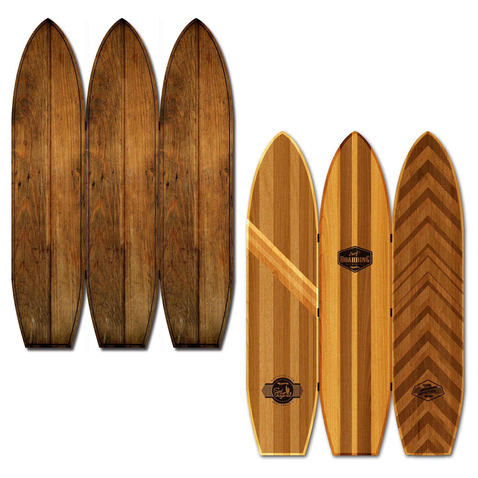 47" x 1" x 71" Brown Wood Coastal Surfboard Screen