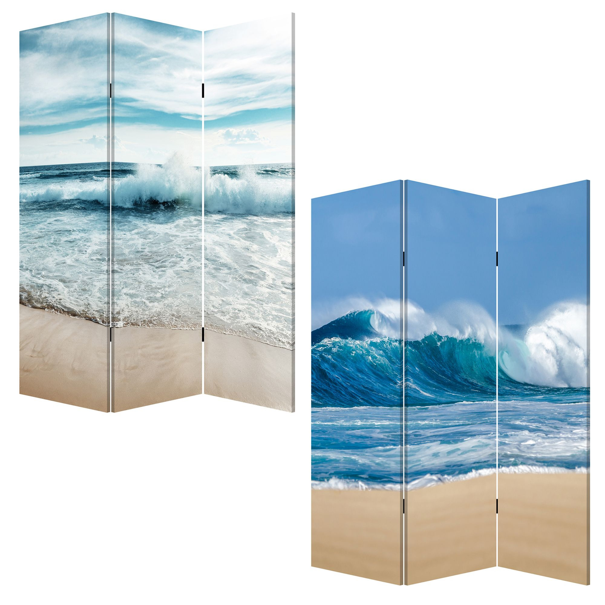 48" x 1" x 72" Multicolor, Canvas, Surf's Up - 3 Panel Screen