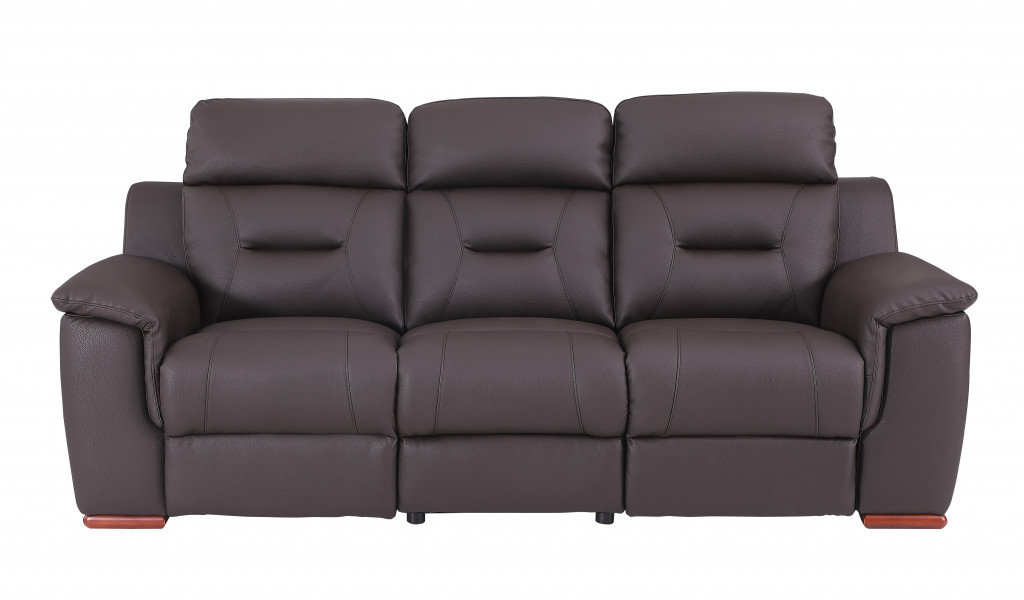 90" Brown Faux Leather Reclining Sofa-343838-1