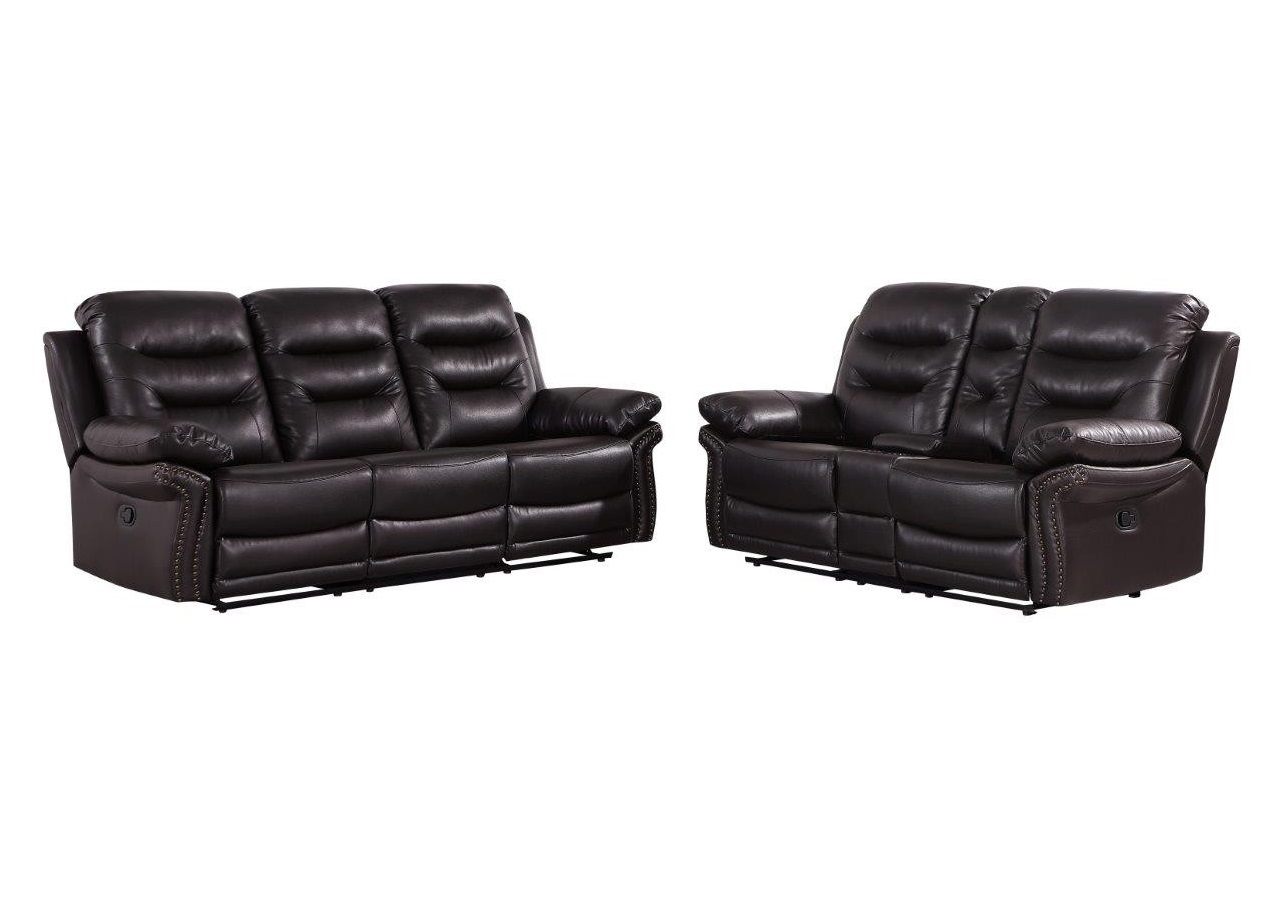 Two Piece Indoor Brown Faux Leather Five Person Seating Set-343840-1