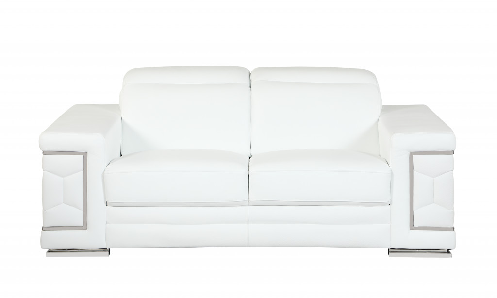 Two Piece Indoor White Italian Leather Five Person Seating Set-343843-1