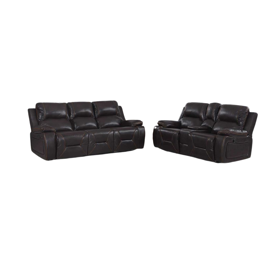 Two Piece Indoor Brown Faux Leather Five Person Seating Set-343853-1