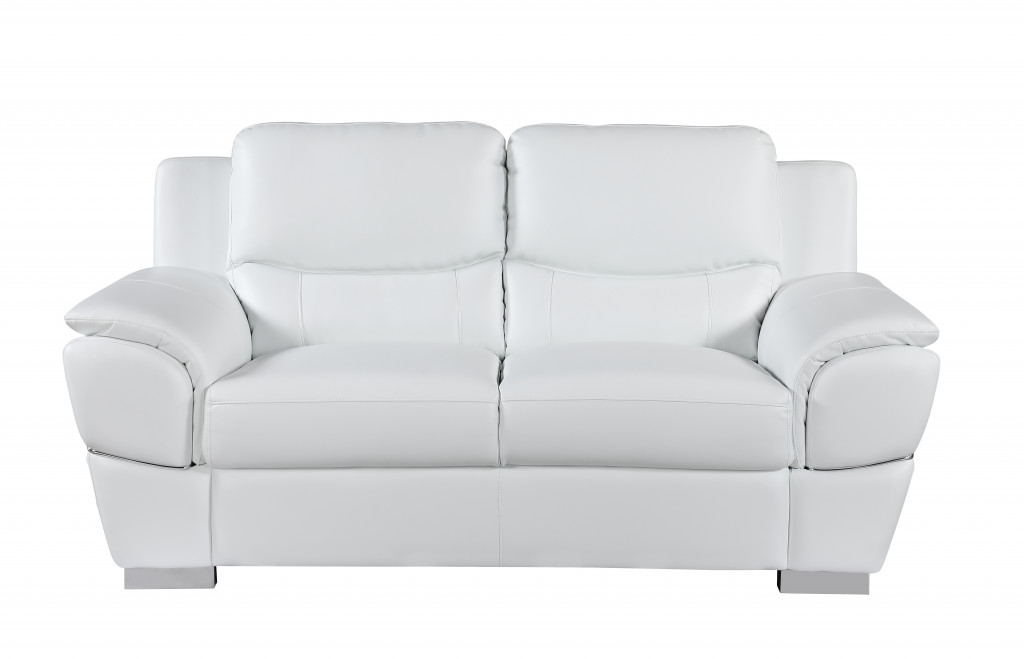 Two Piece Indoor White Genuine Leather Five Person Seating Set-343861-1