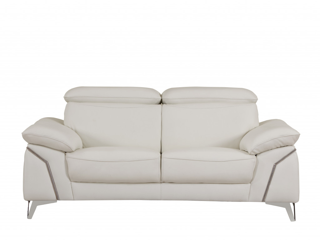 Two Piece Indoor White Italian Leather Five Person Seating Set-343868-1