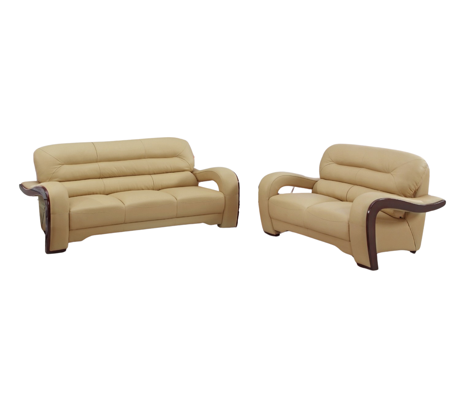 Two Piece Indoor Beige Genuine Leather Five Person Seating Set-343874-1
