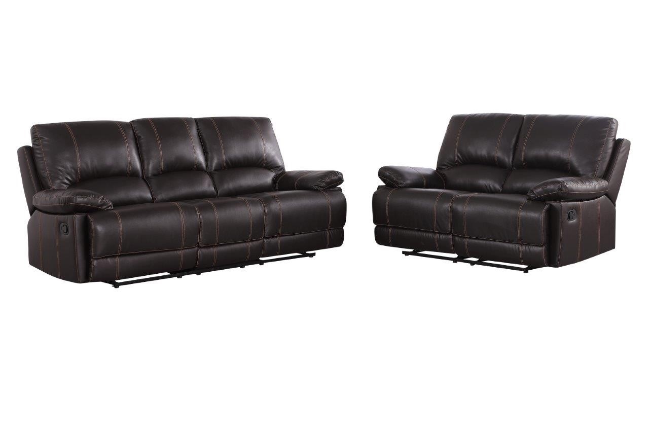 Two Piece Indoor Brown Faux Leather Five Person Seating Set-343890-1