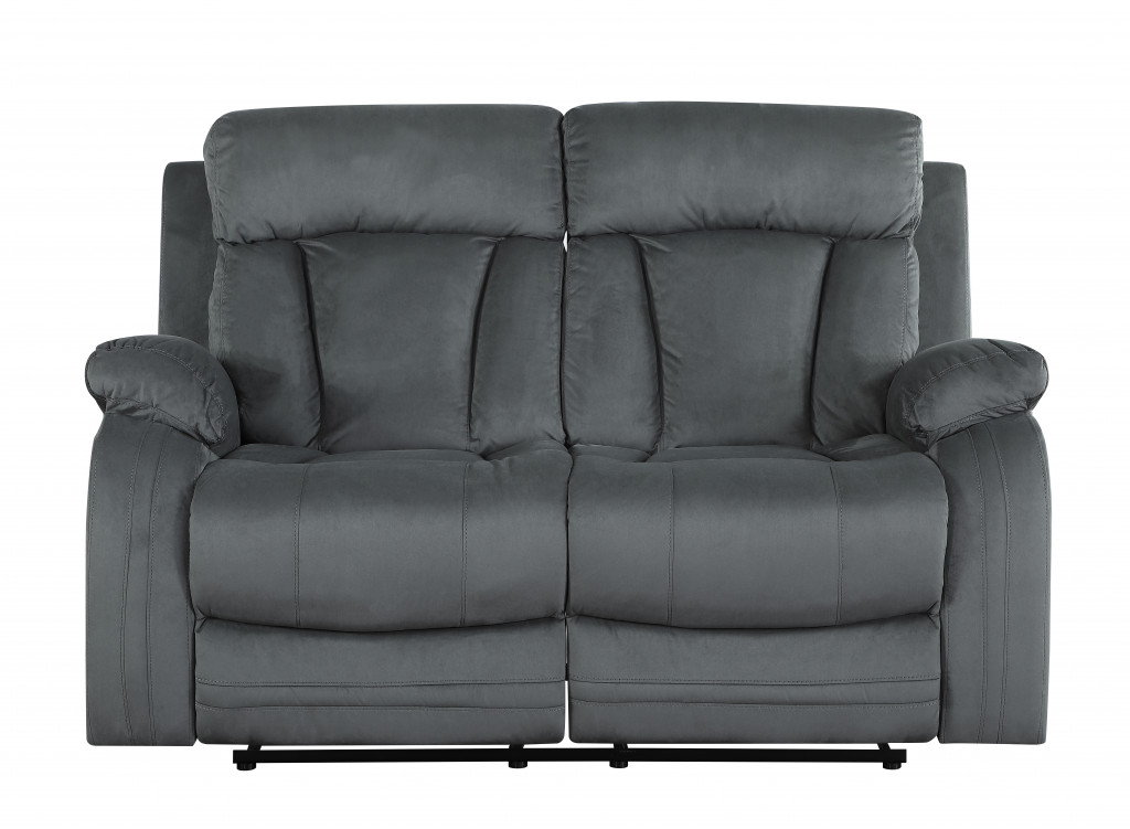 Two Piece Indoor Gray Microsuede Five Person Seating Set-343894-1