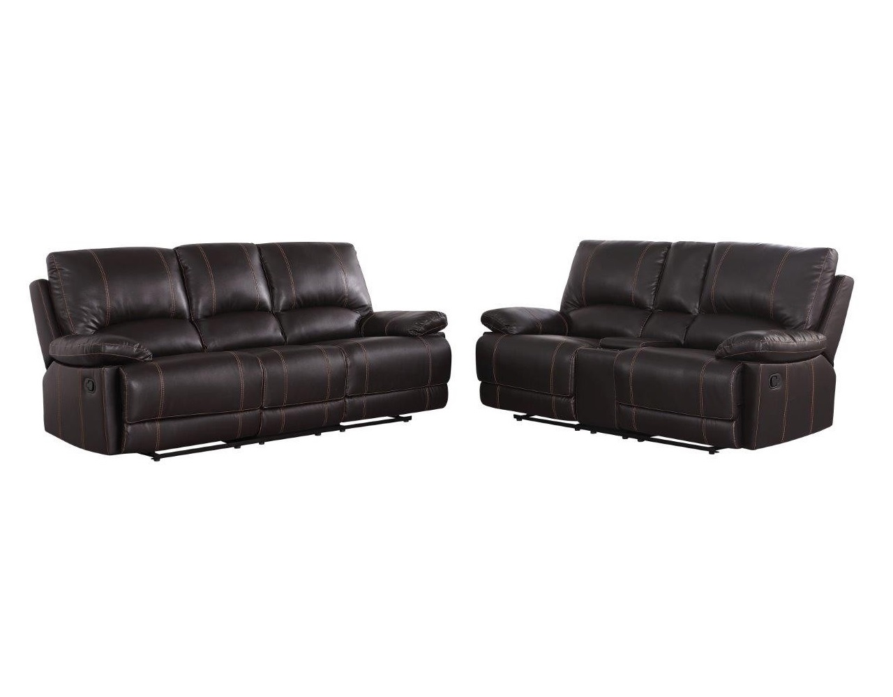 Two Piece Indoor Brown Faux Leather Five Person Seating Set-343907-1