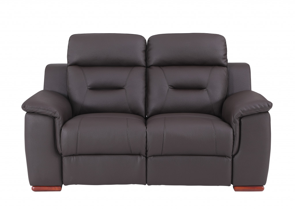 67" Brown Faux Leather Manual Reclining Love Seat-343909-1