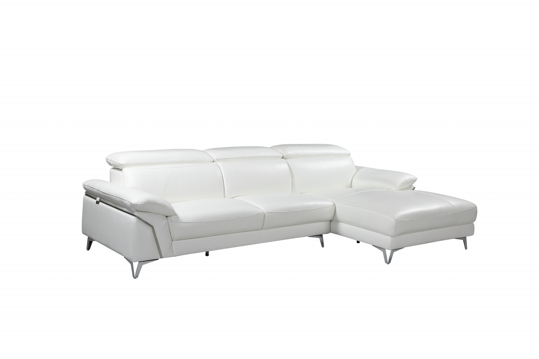 White Italian Leather L Shaped Two Piece Sofa and Chaise Sectional-343951-1