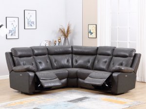 160 X 38  X 40 Modern Dark Gray Leather Sectional With Power Recliners