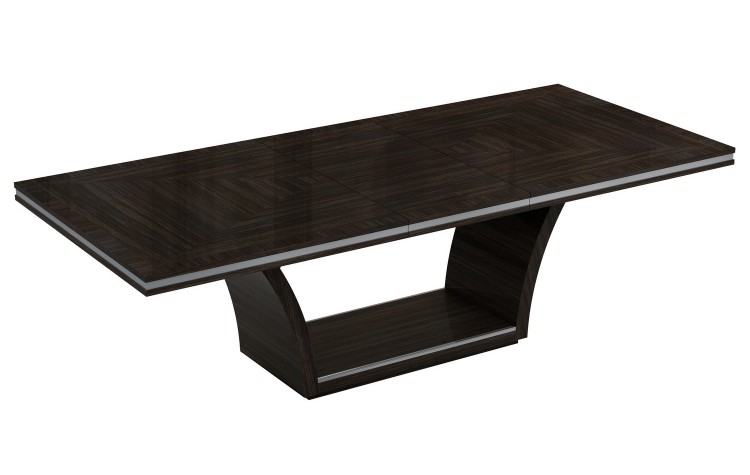 98" Dark Brown Solid Wood Self-Storing Leaf Pedestal Base Dining Table-343994-1