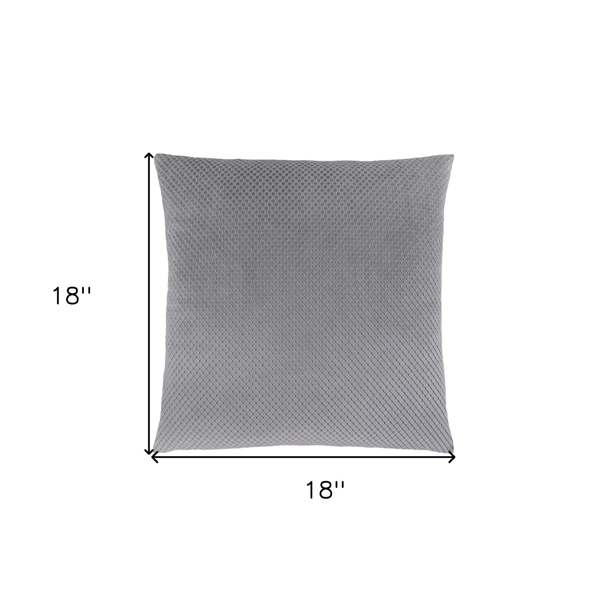 18" X 18" Silver Velvet Polyester Diamond Zippered Pillow