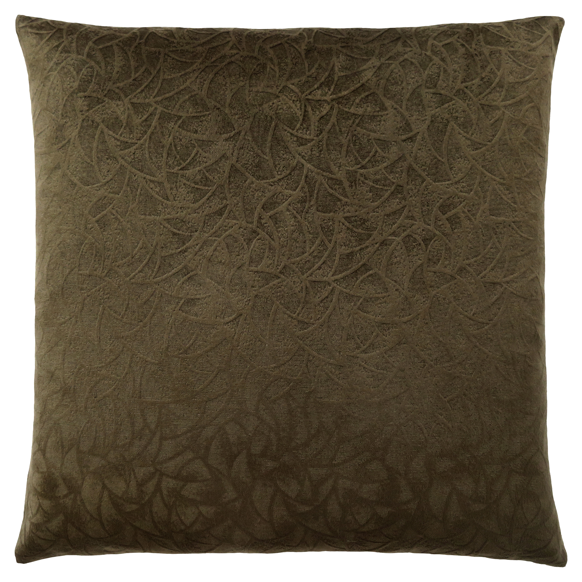 Set Of Two 18" X 18" Dark Green Velvet Polyester Floral Zippered Pillow-344118-1