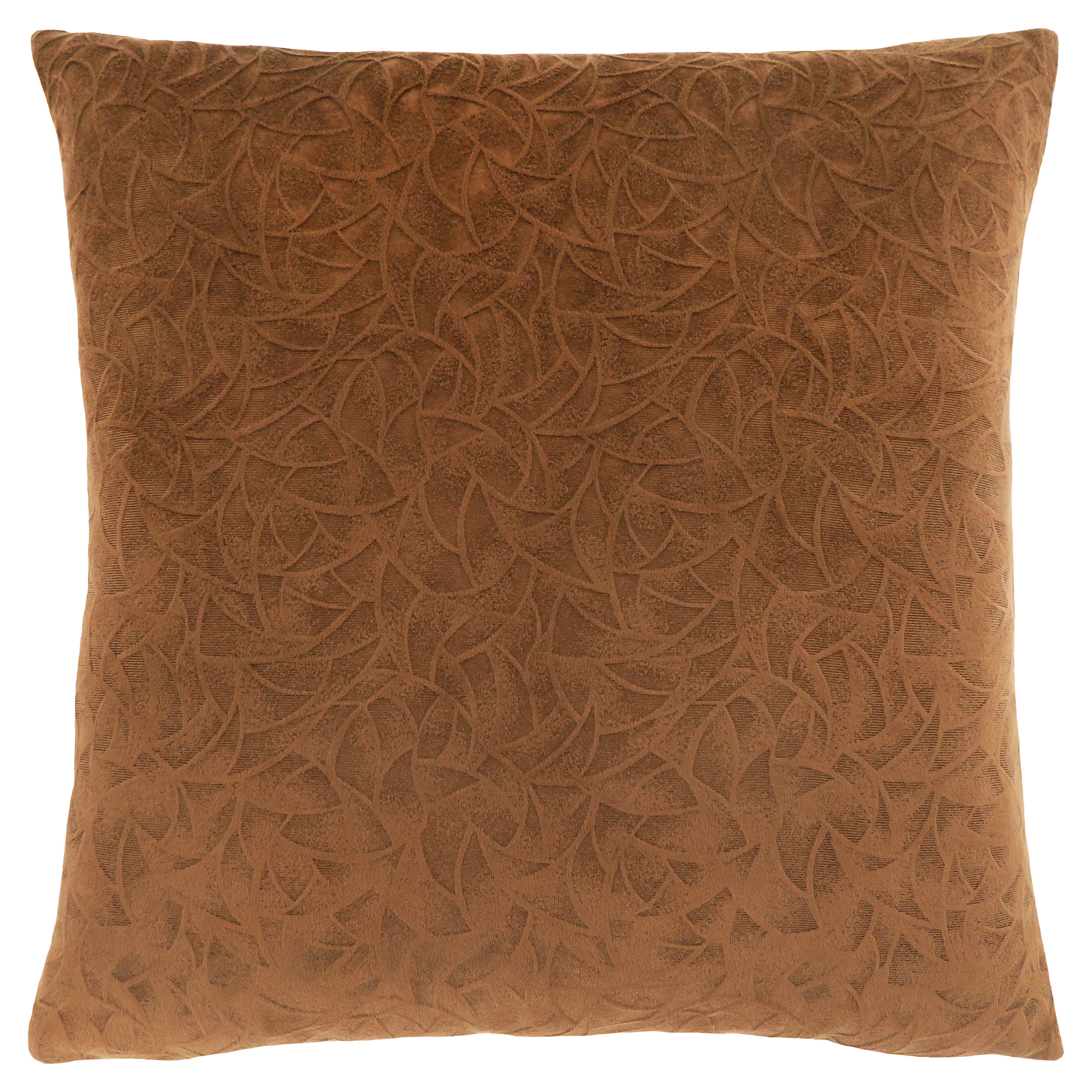 Set Of Two 18" X 18" Brown Velvet Polyester Floral Zippered Pillow-344121-1
