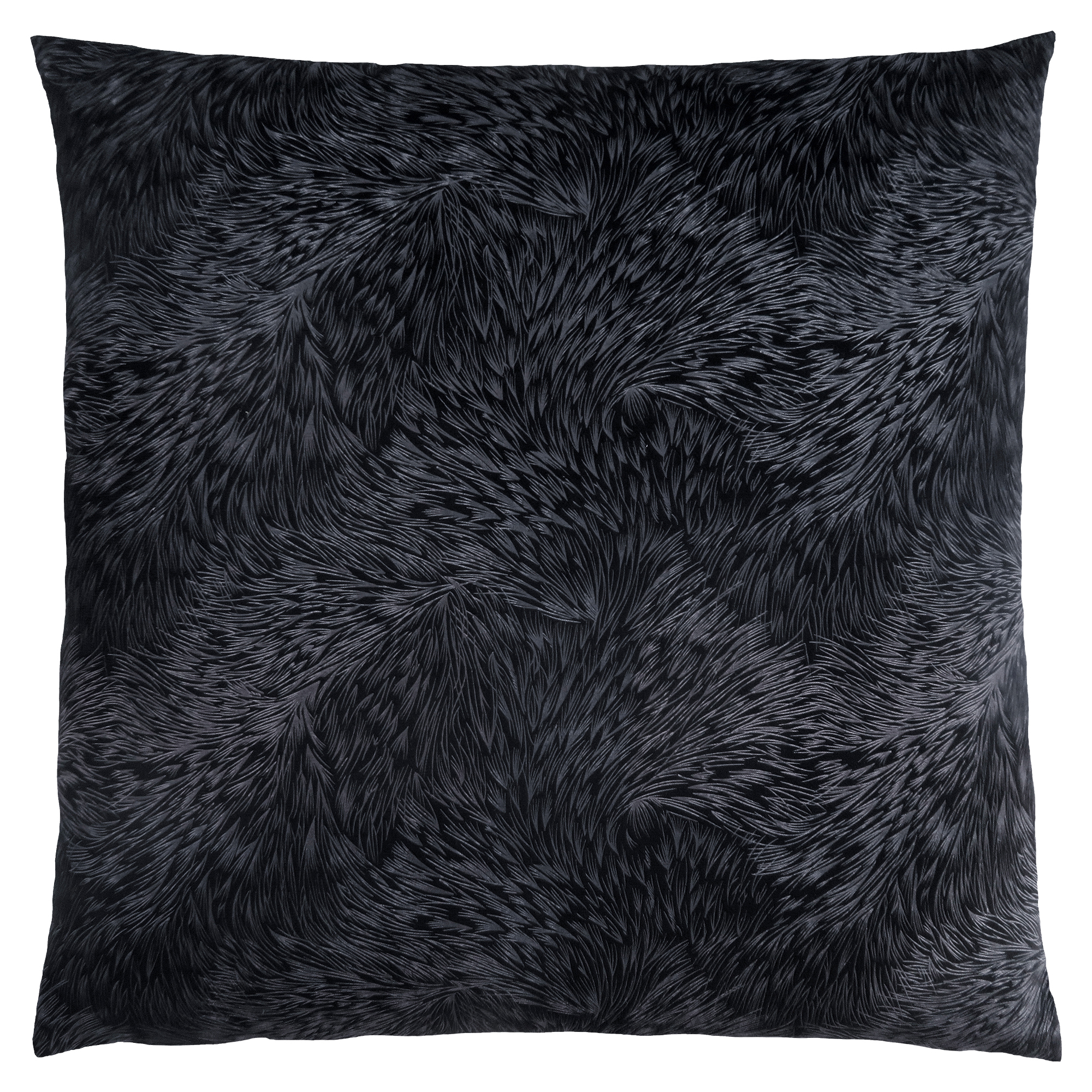 Set Of Two 18" X 18" Black Polyester Feather Zippered Pillow-344152-1