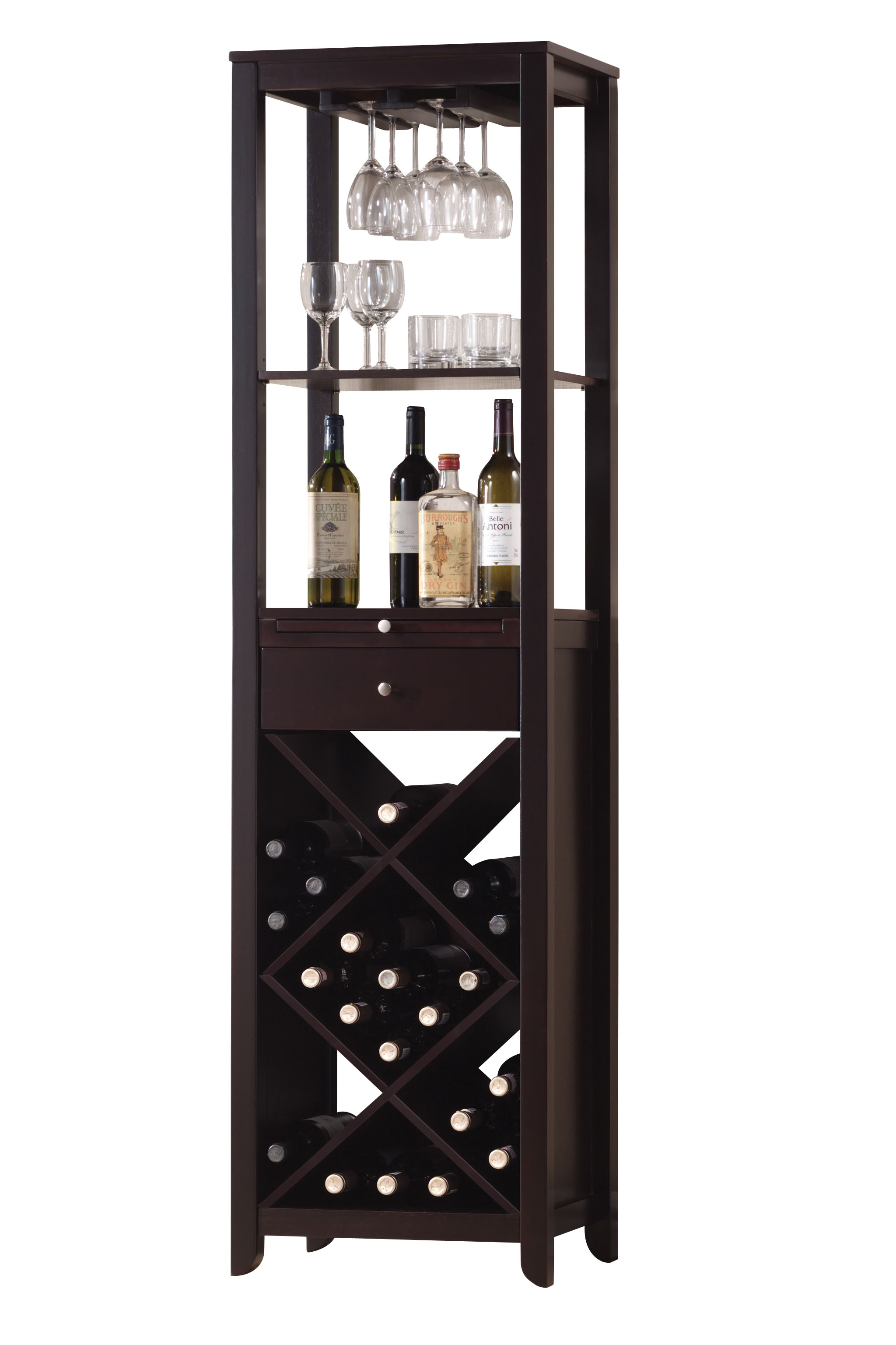 15" X 19" X 69" Wenge Wood Wine Cabinet