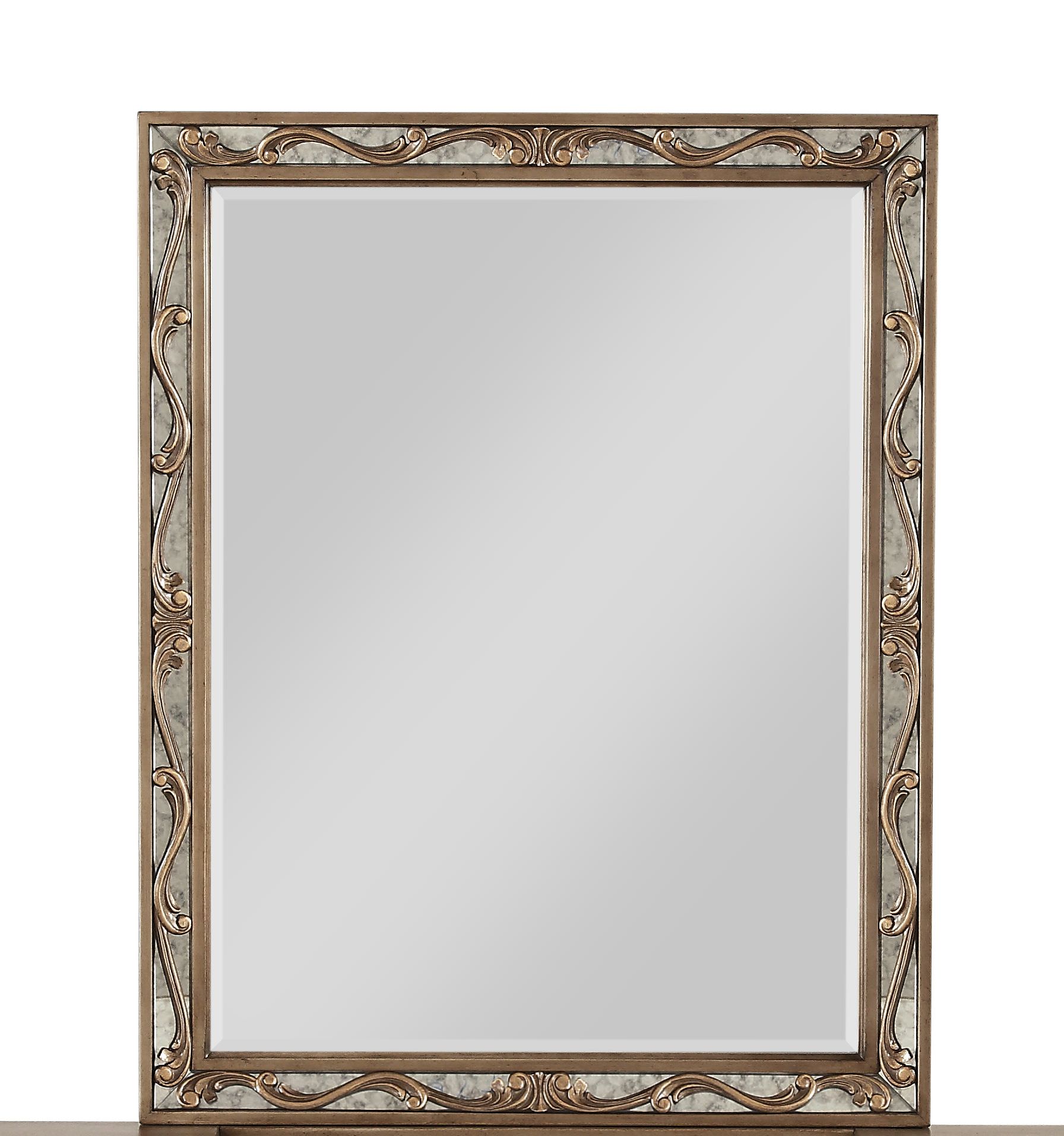 2" X 30" X 38" Antique Gold Wood Vanity Mirror