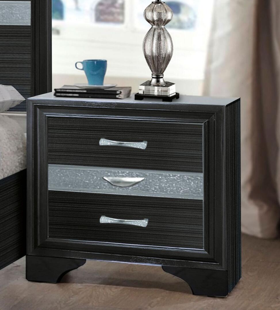 17" X 26" X 26" Black Wood Nightstand