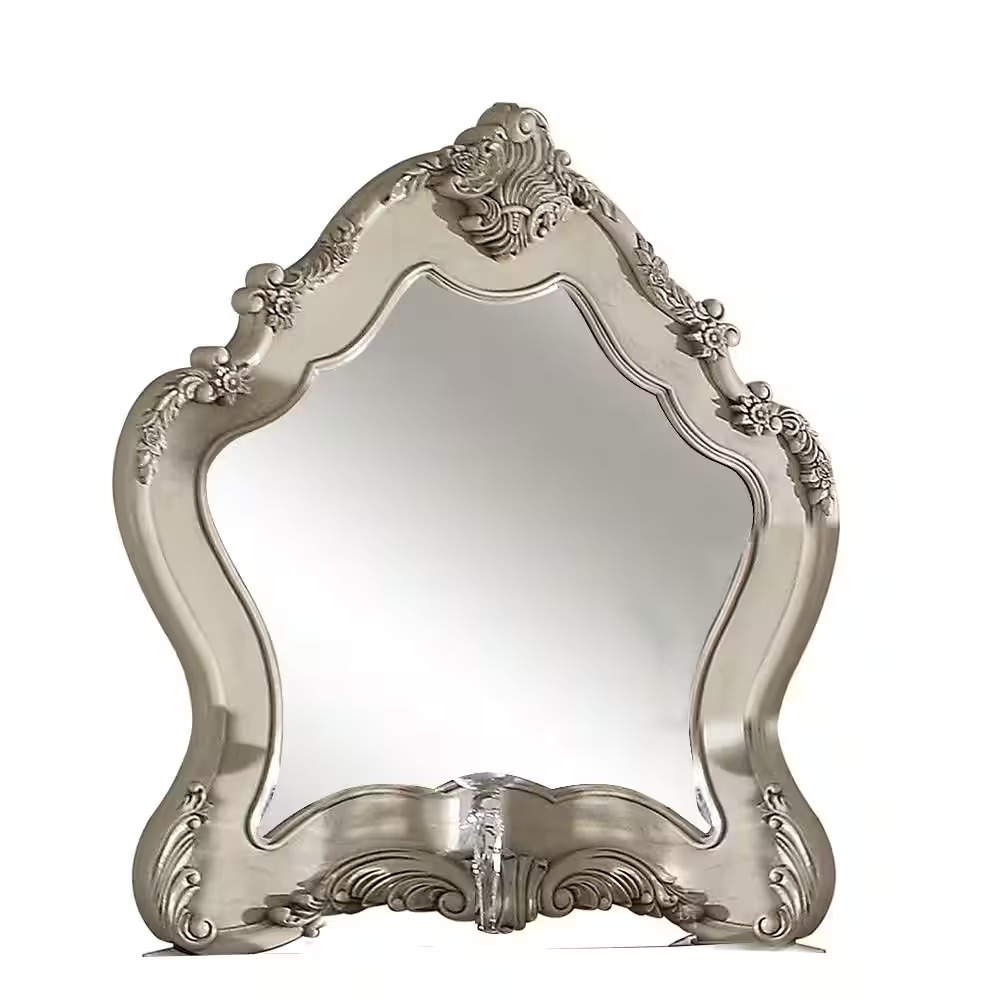 48" White Abstract Wood Framed Mounted Dresser Mirror-347134-1