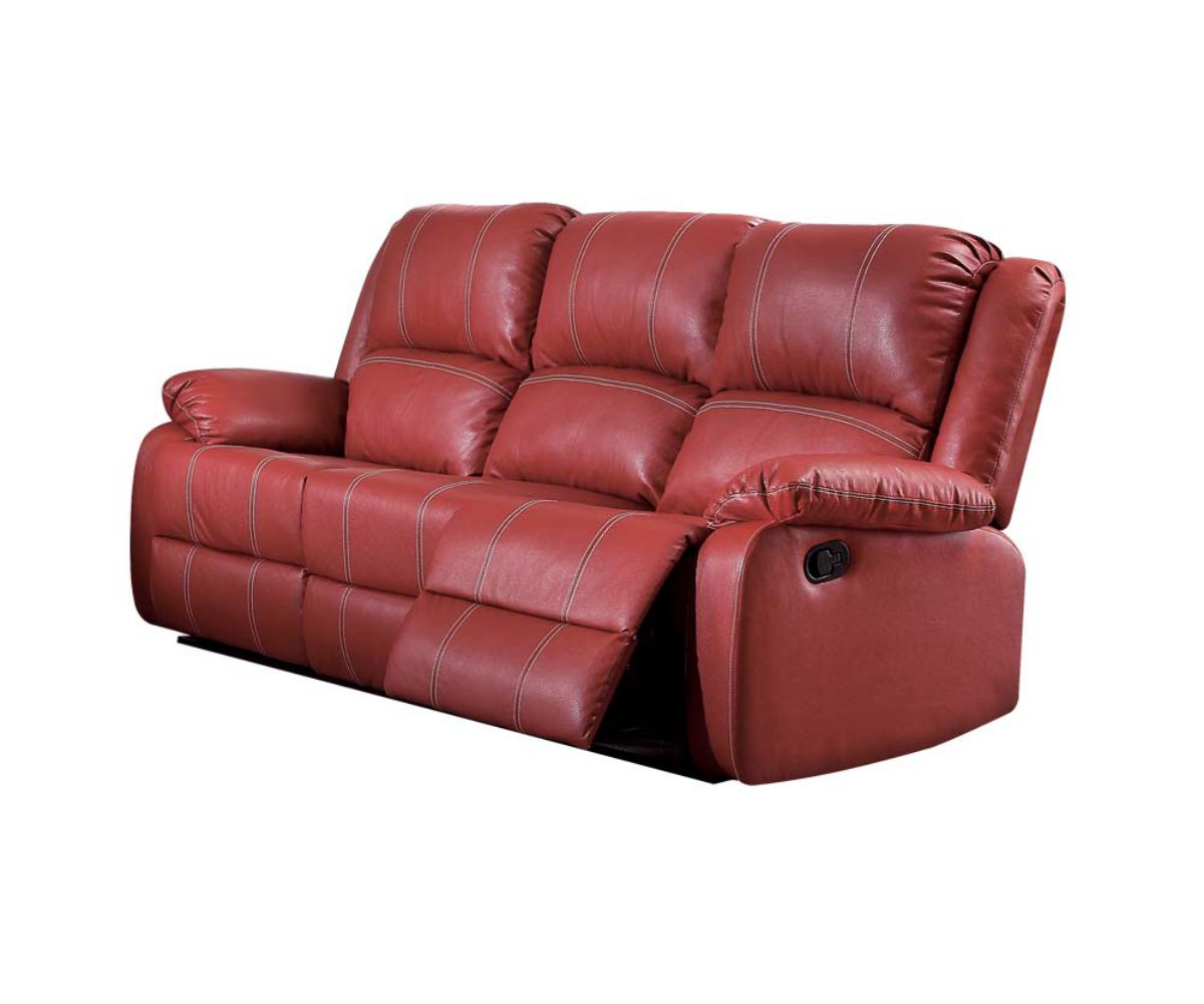 39" X 81" X 40" Red PU Upholstery Metal Reclining Mechanism Sofa (Motion)