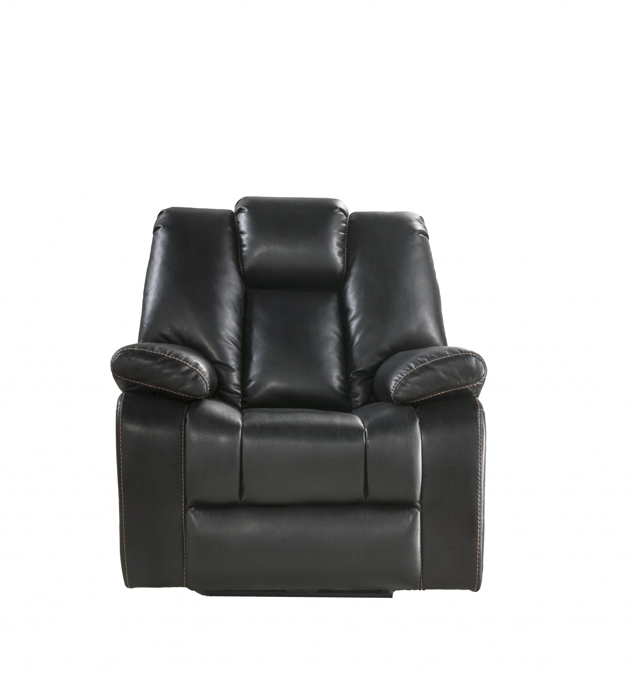 39" X 39" X 43" Black Leather-Aire Upholstery Recliner (Power Motion)