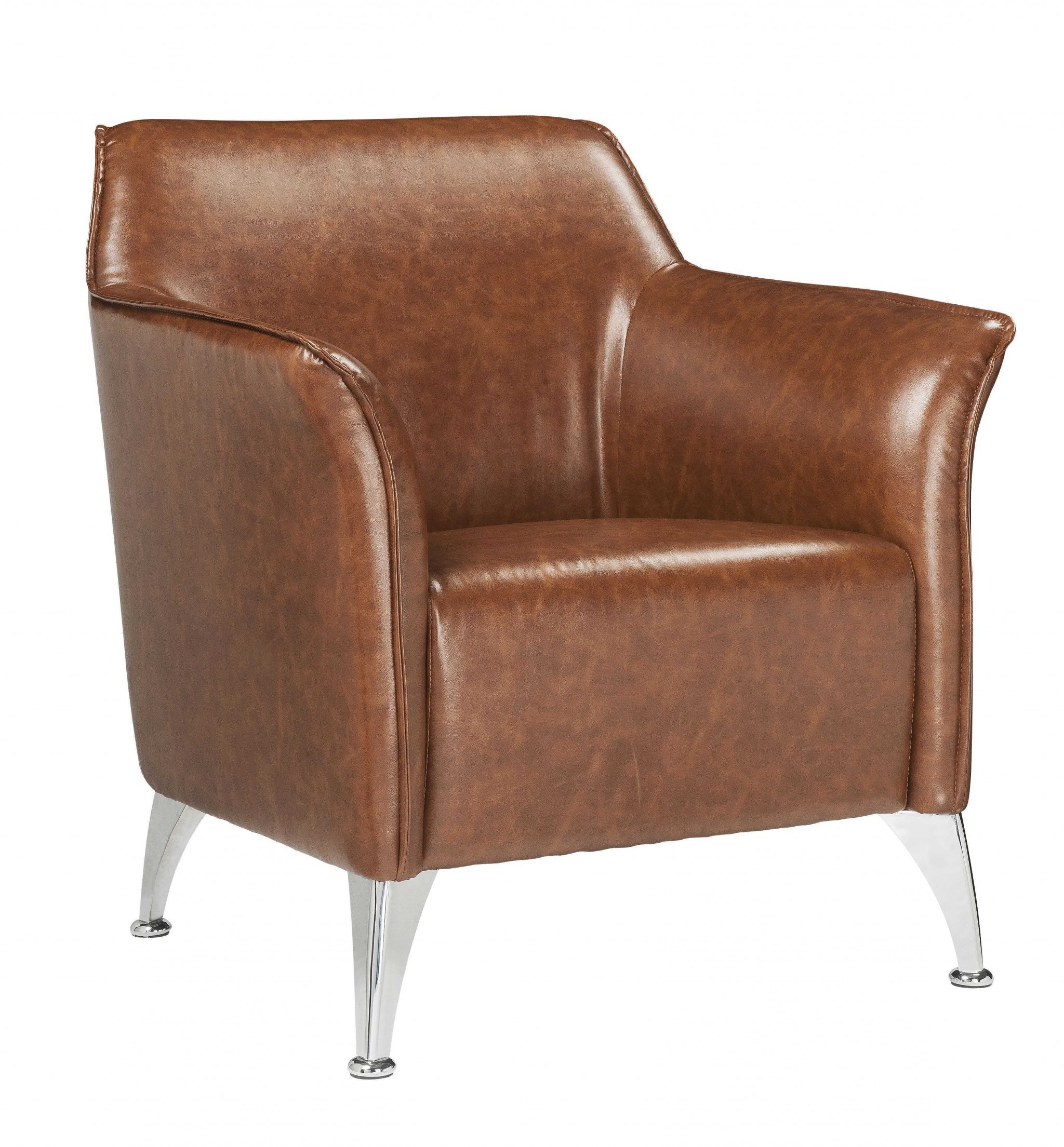 31" X 33" X 33" Brown PU Upholstery Metal Leg Accent Chair