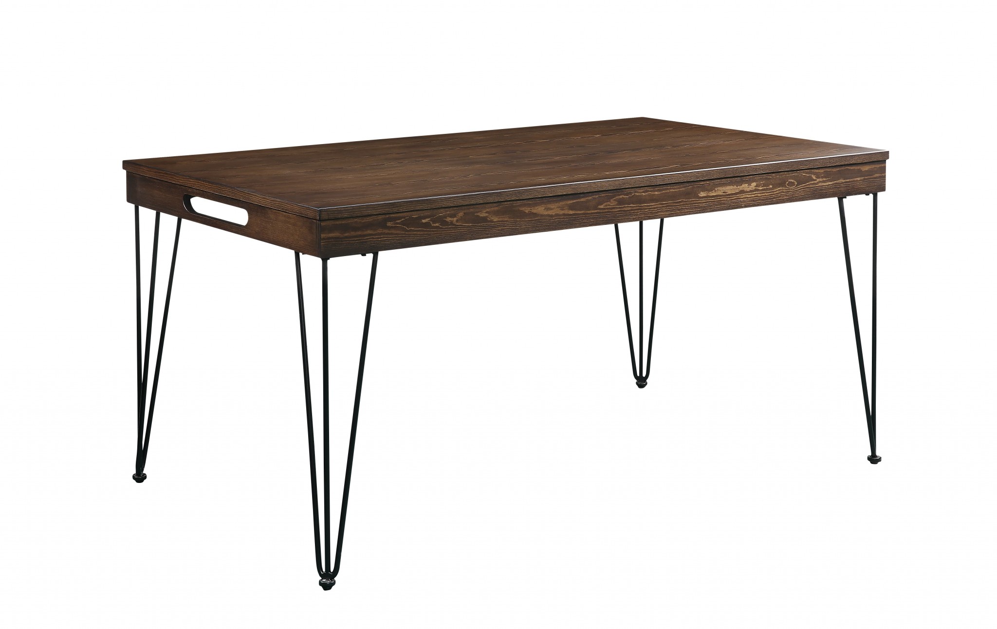 36" X 60" X 30" Walnut Black Metal Wood Dining Table