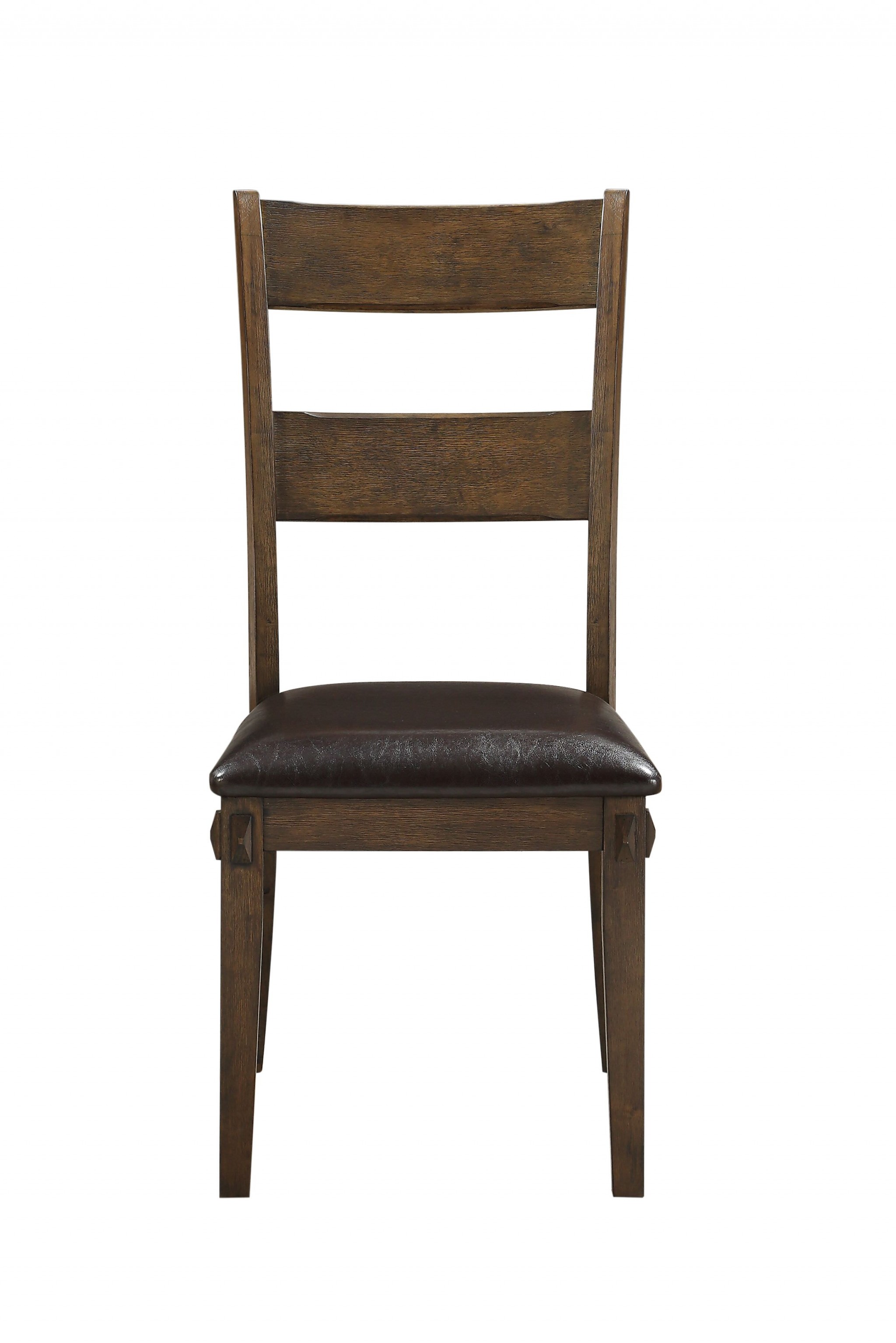 19" X 21" X 39" Faux Leather Upholstered and Dark Oak Wood Side Chair