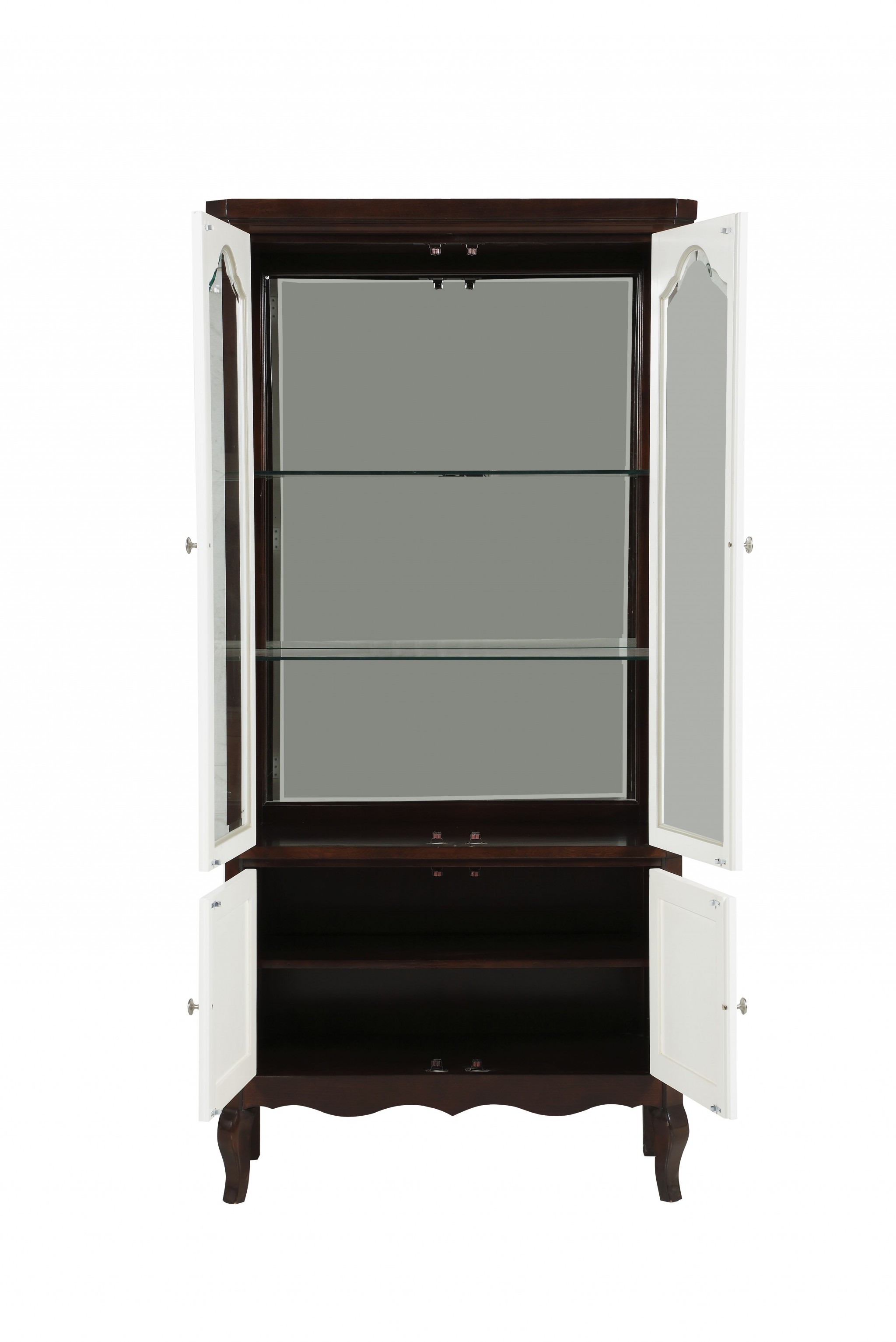 18" X 39" X 78" Walnut White Wood Curio Cabinet