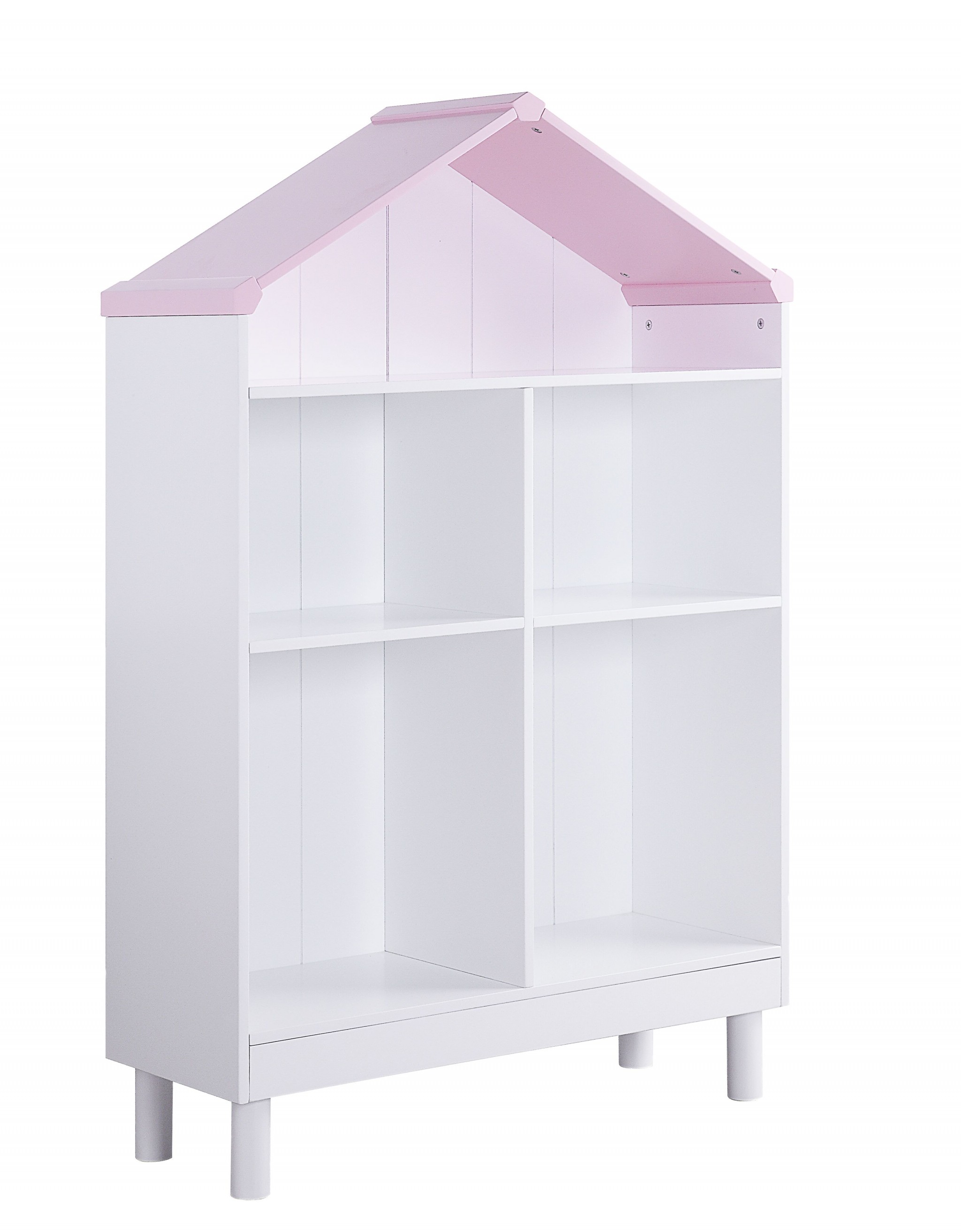 13" X 35" X 56" White Pink Wood Bookcase