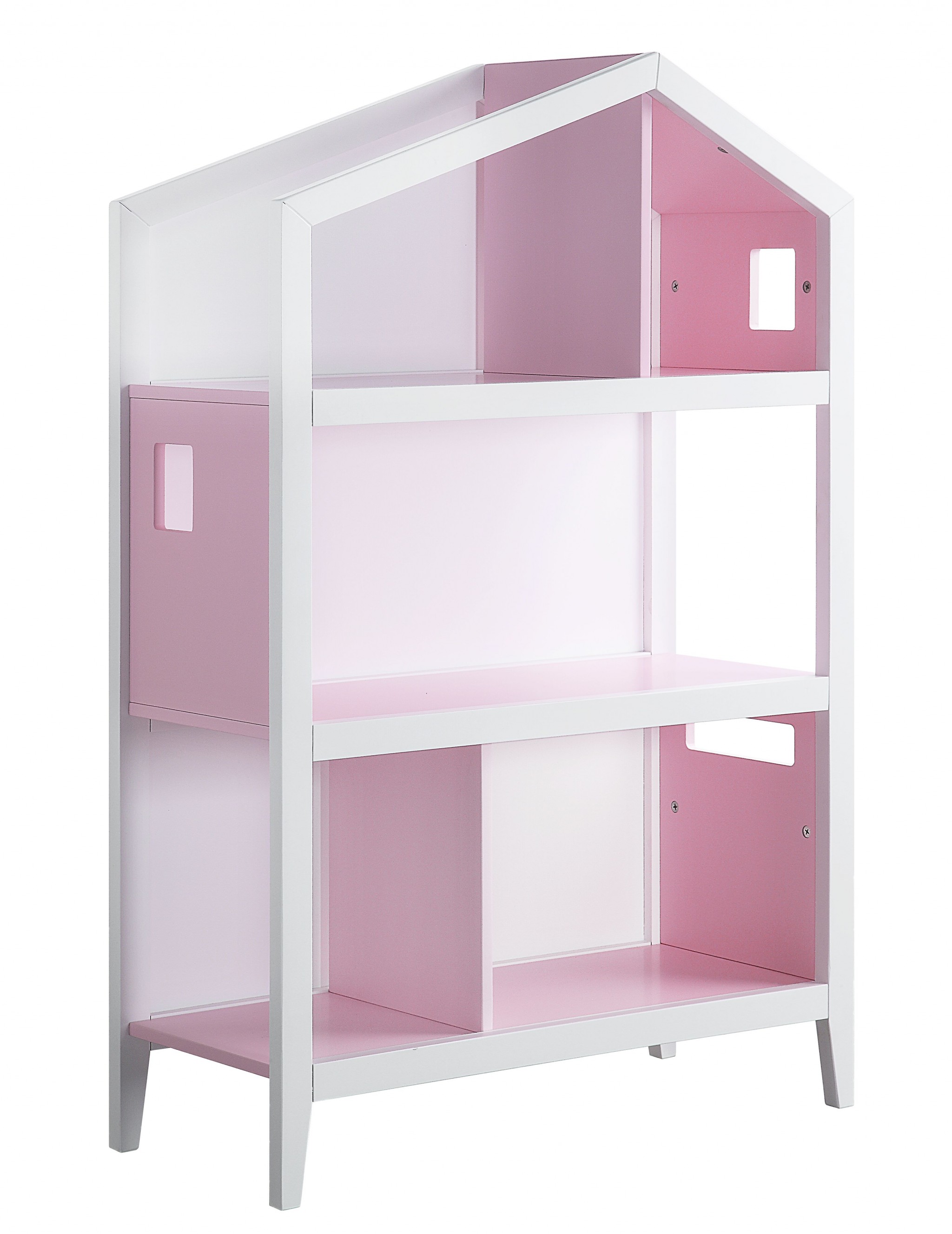 14" X 33" X 50" White Pink Wood Bookcase